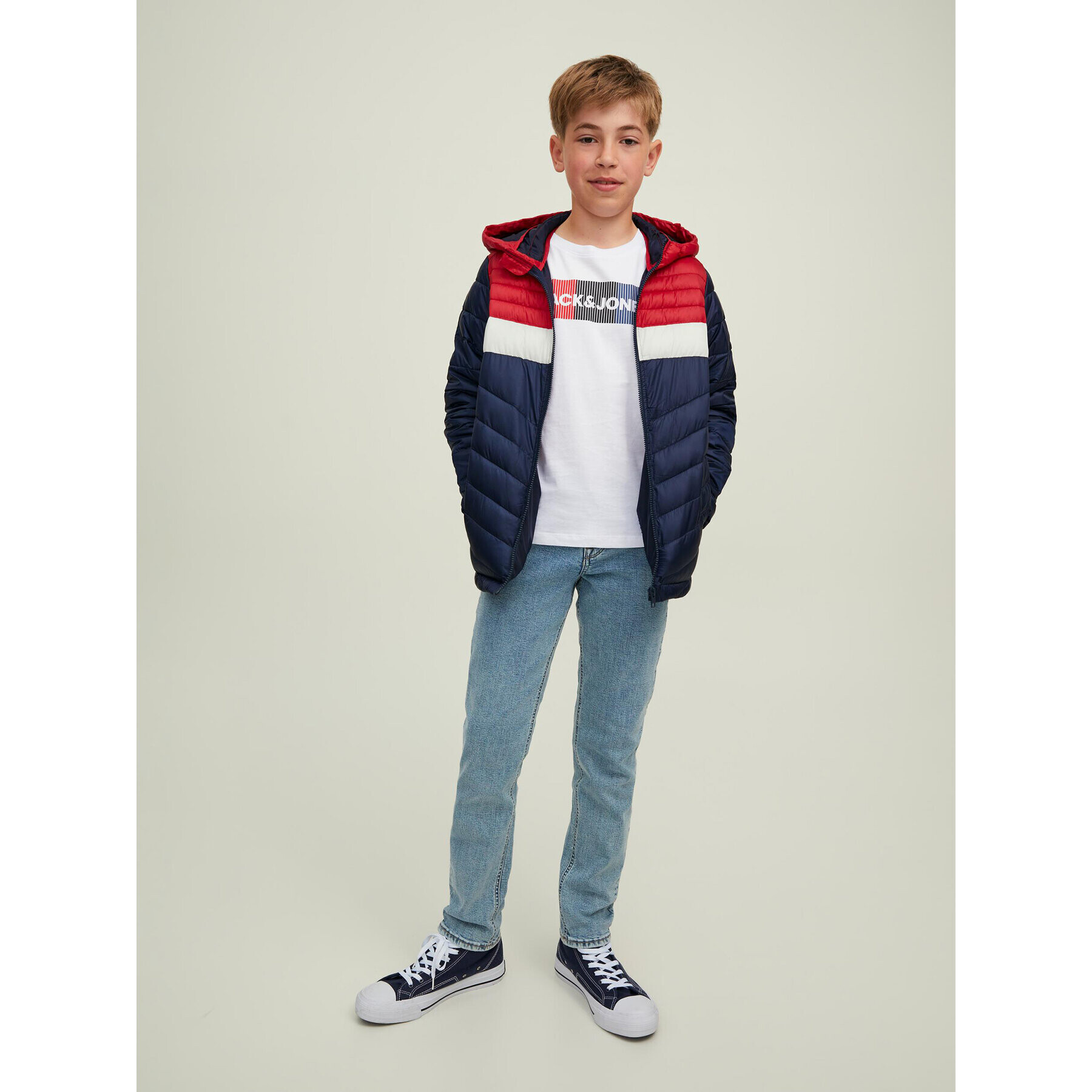 Jack&Jones Junior Пухено яке 12212568 Тъмносин Regular Fit - Pepit.bg