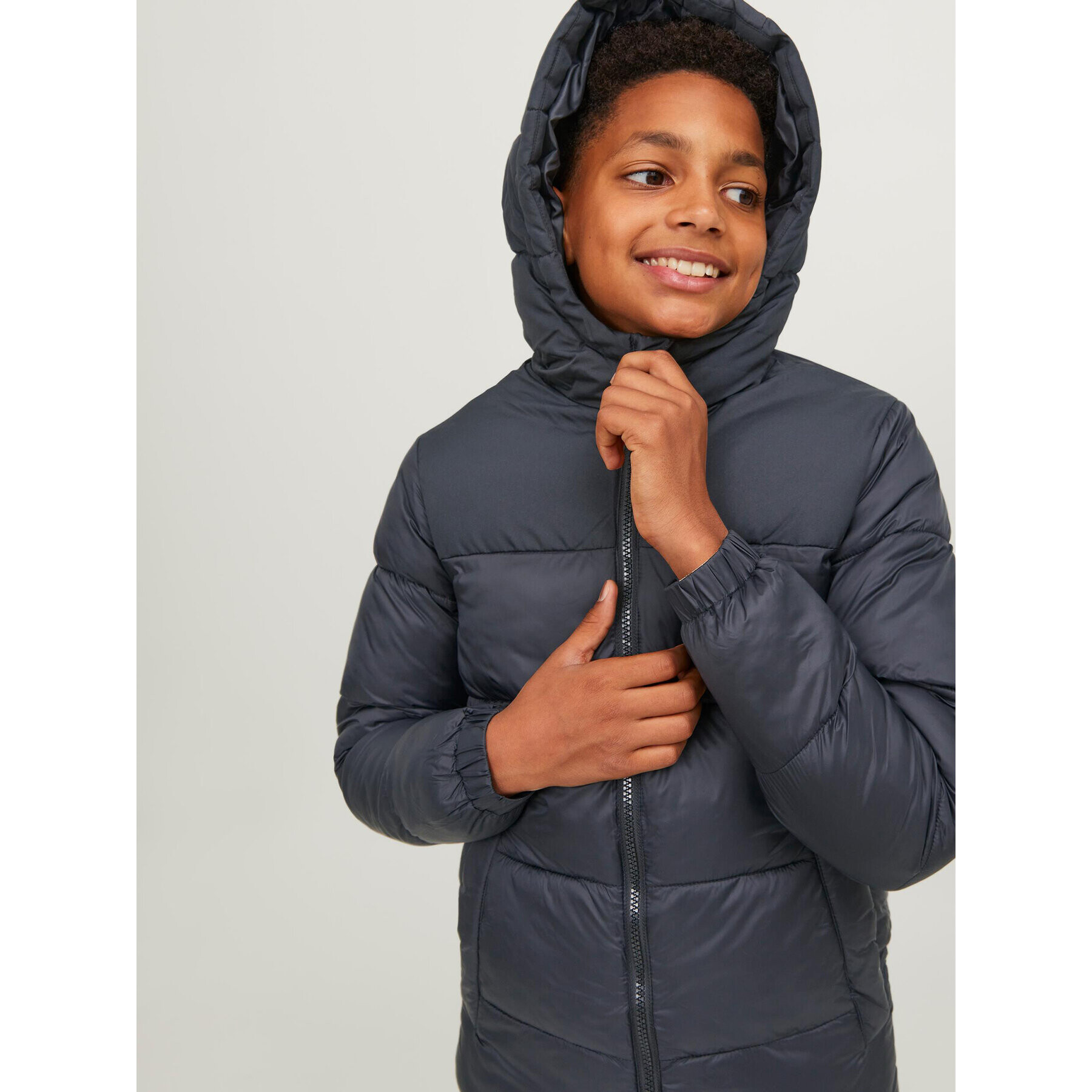 Jack&Jones Junior Пухено яке 12236884 Черен Regular Fit - Pepit.bg