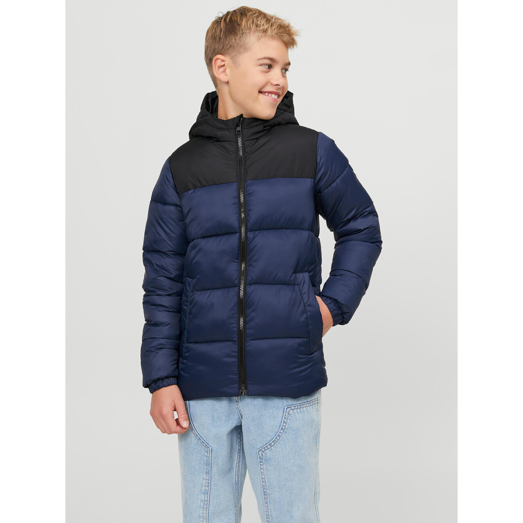 Jack&Jones Junior Пухено яке 12236884 Тъмносин Regular Fit - Pepit.bg