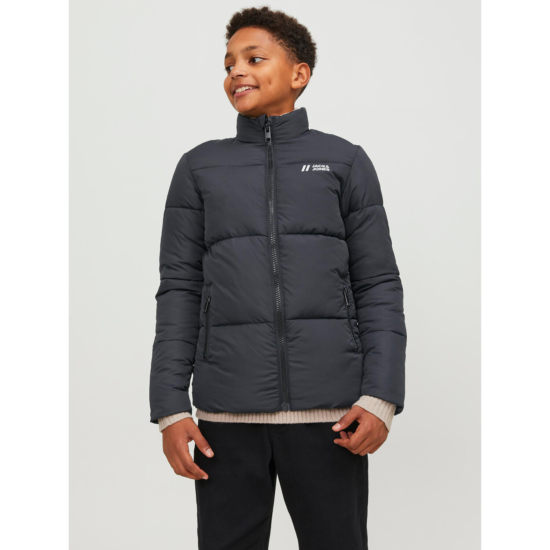 Jack&Jones Junior Пухено яке 12238960 Черен Regular Fit - Pepit.bg