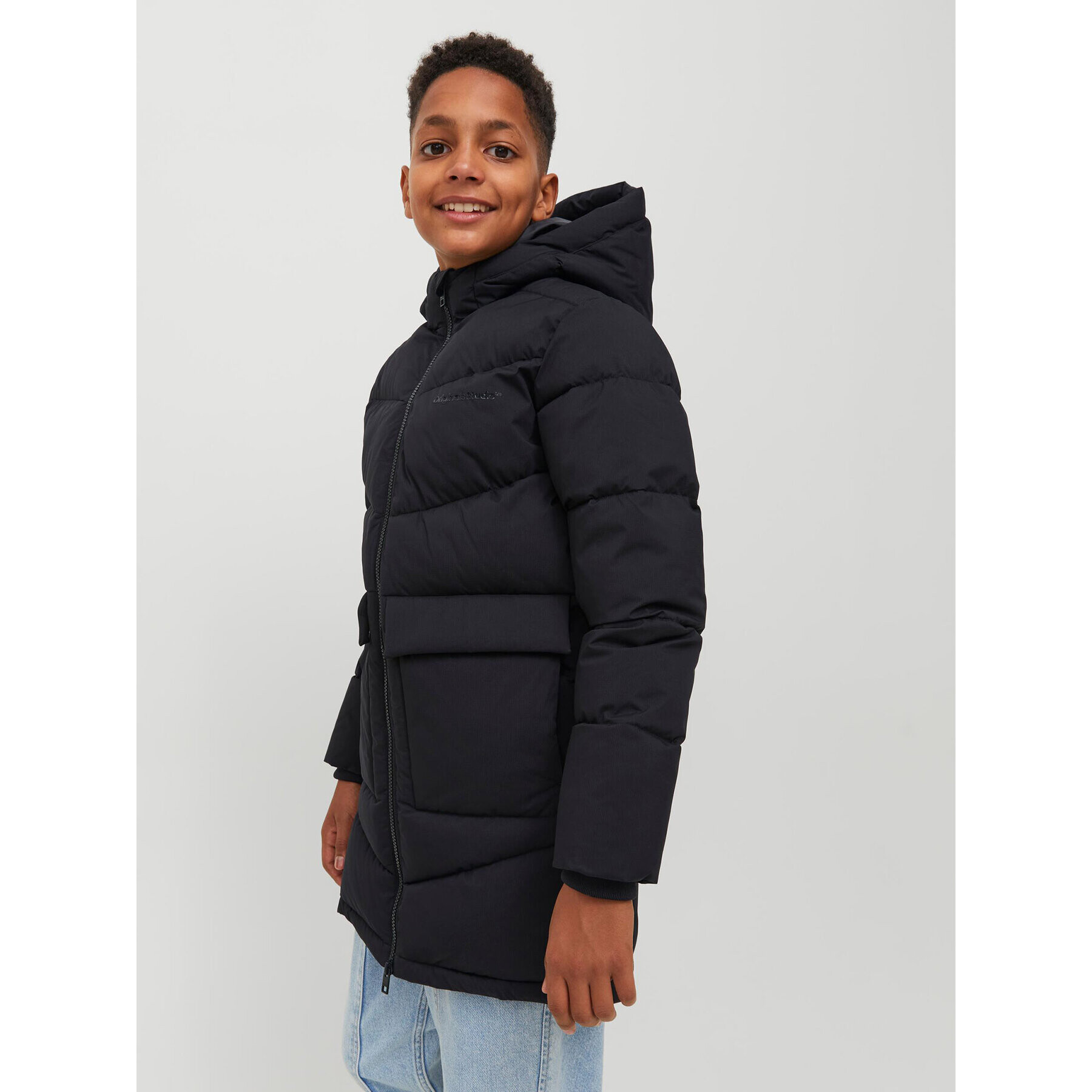 Jack&Jones Junior Пухено яке 12239781 Черен Regular Fit - Pepit.bg