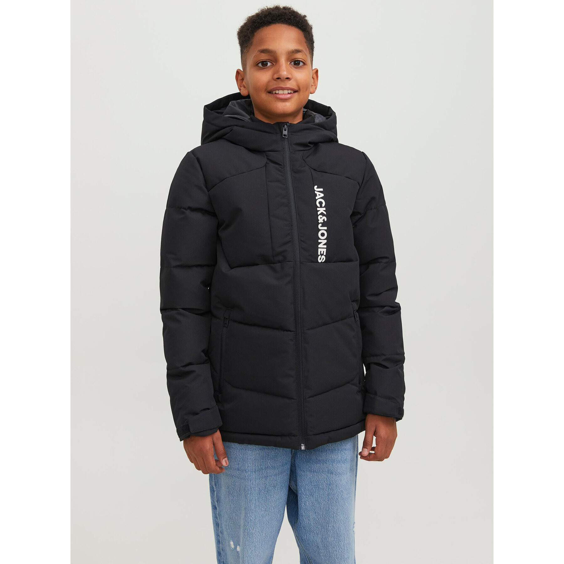 Jack&Jones Junior Пухено яке 12239956 Черен Regular Fit - Pepit.bg