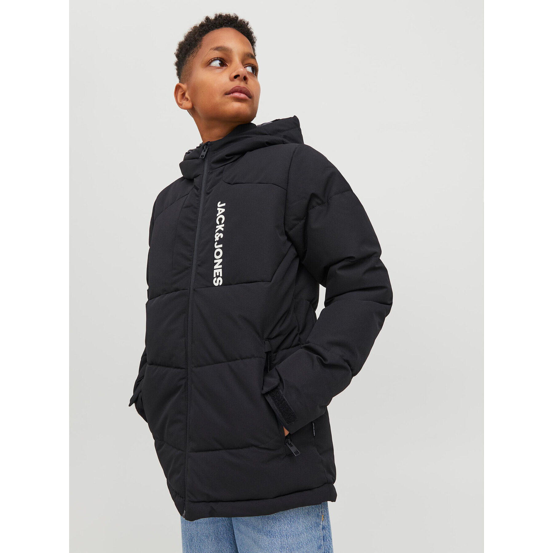 Jack&Jones Junior Пухено яке 12239956 Черен Regular Fit - Pepit.bg