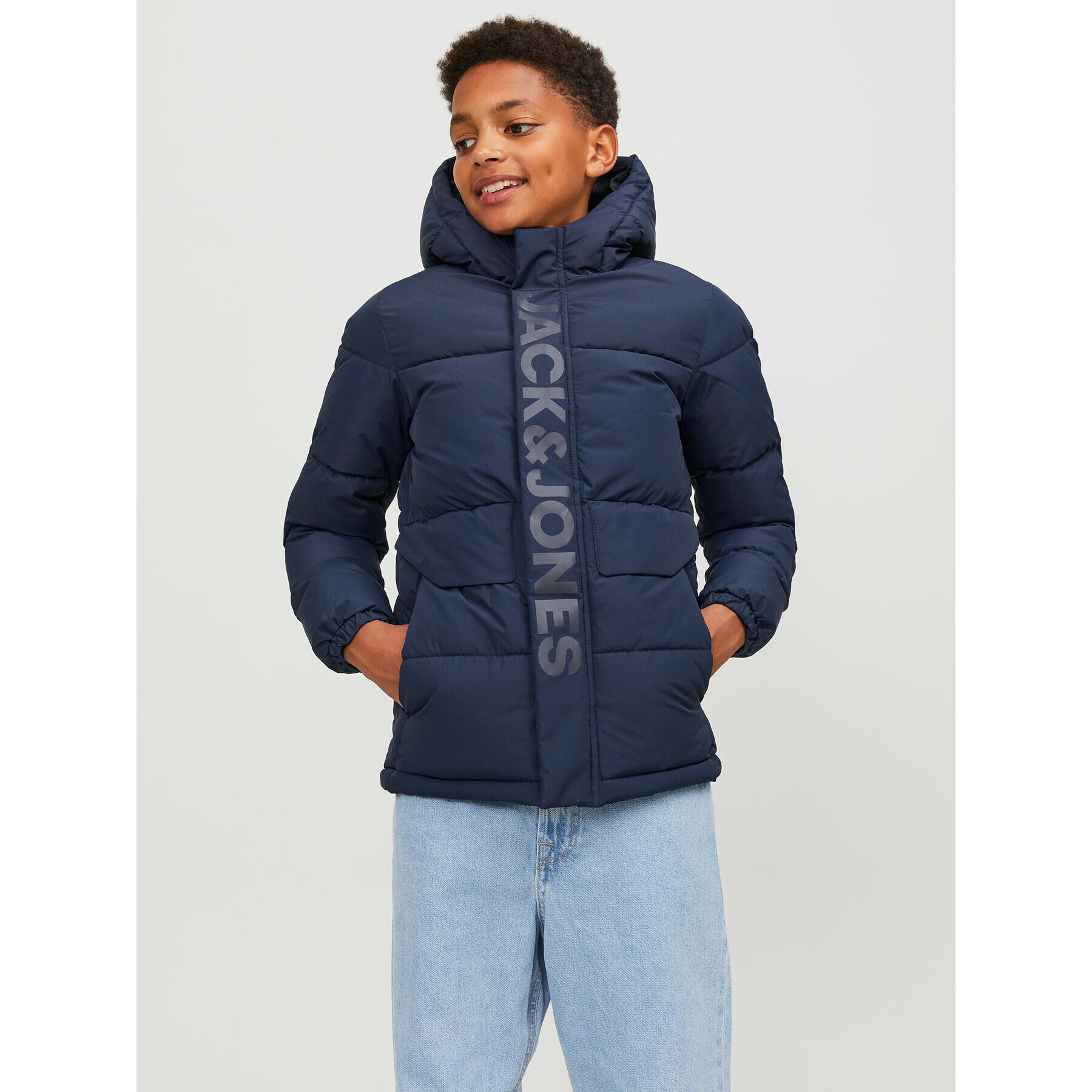 Jack&Jones Junior Пухено яке 12246122 Тъмносин Regular Fit - Pepit.bg