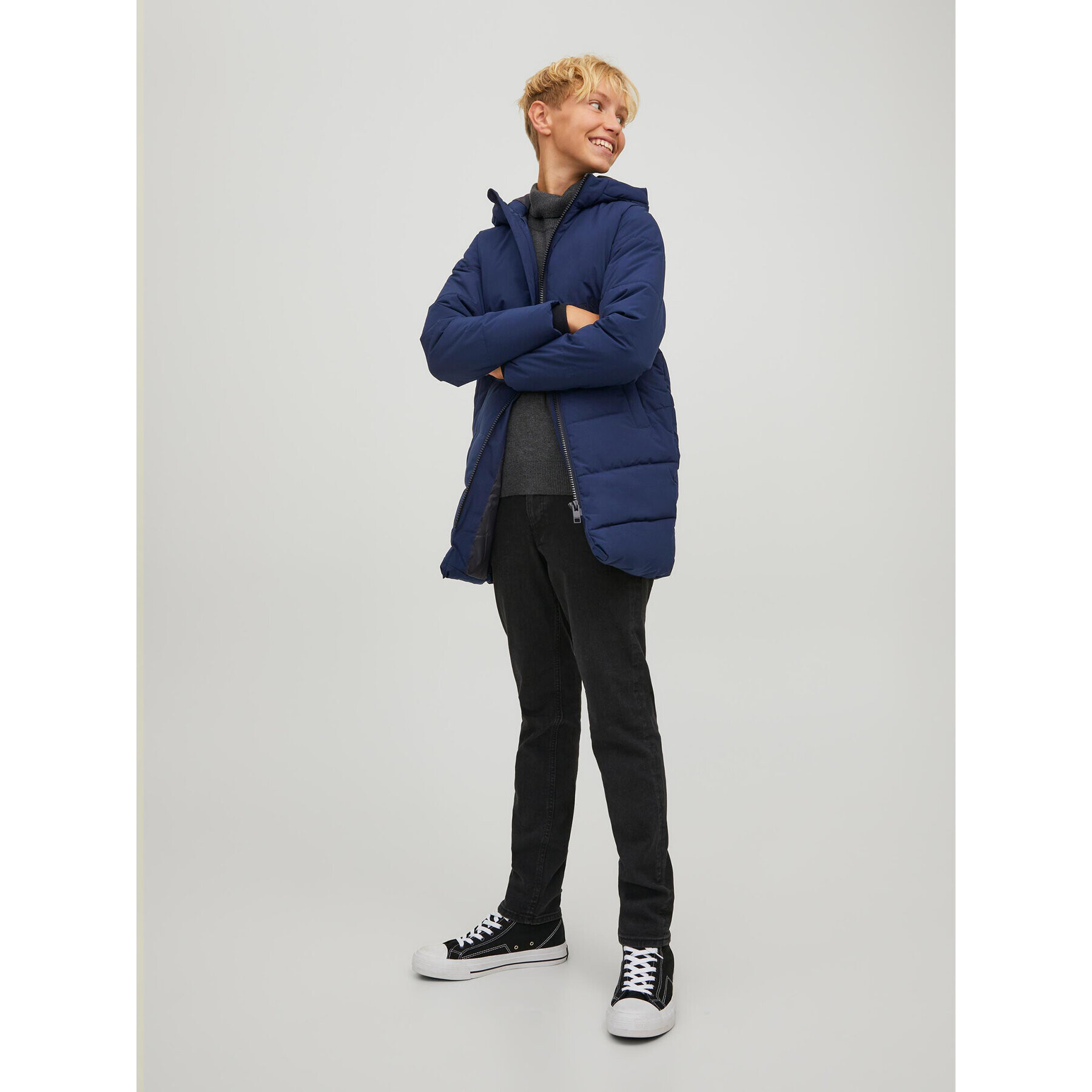 Jack&Jones Junior Пухено яке Copenhagen 12215844 Тъмносин Regular Fit - Pepit.bg