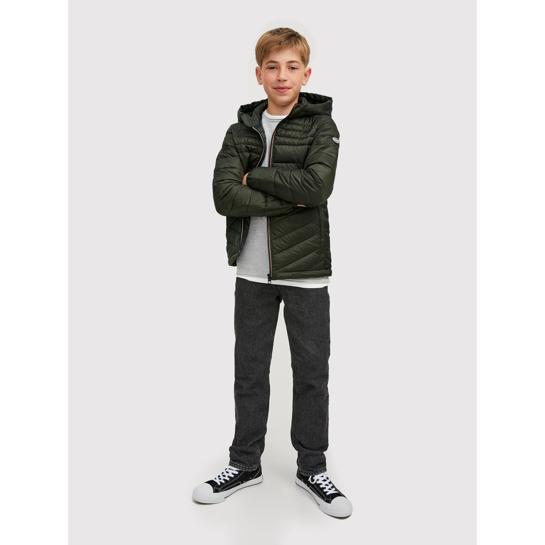 Jack&Jones Junior Пухено яке Hero 12212568 Зелен Regular Fit - Pepit.bg