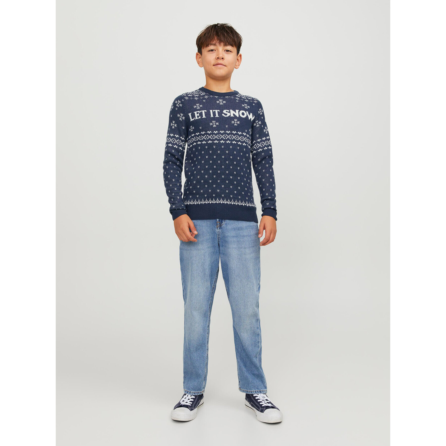Jack&Jones Junior Пуловер 12247507 Тъмносин Regular Fit - Pepit.bg