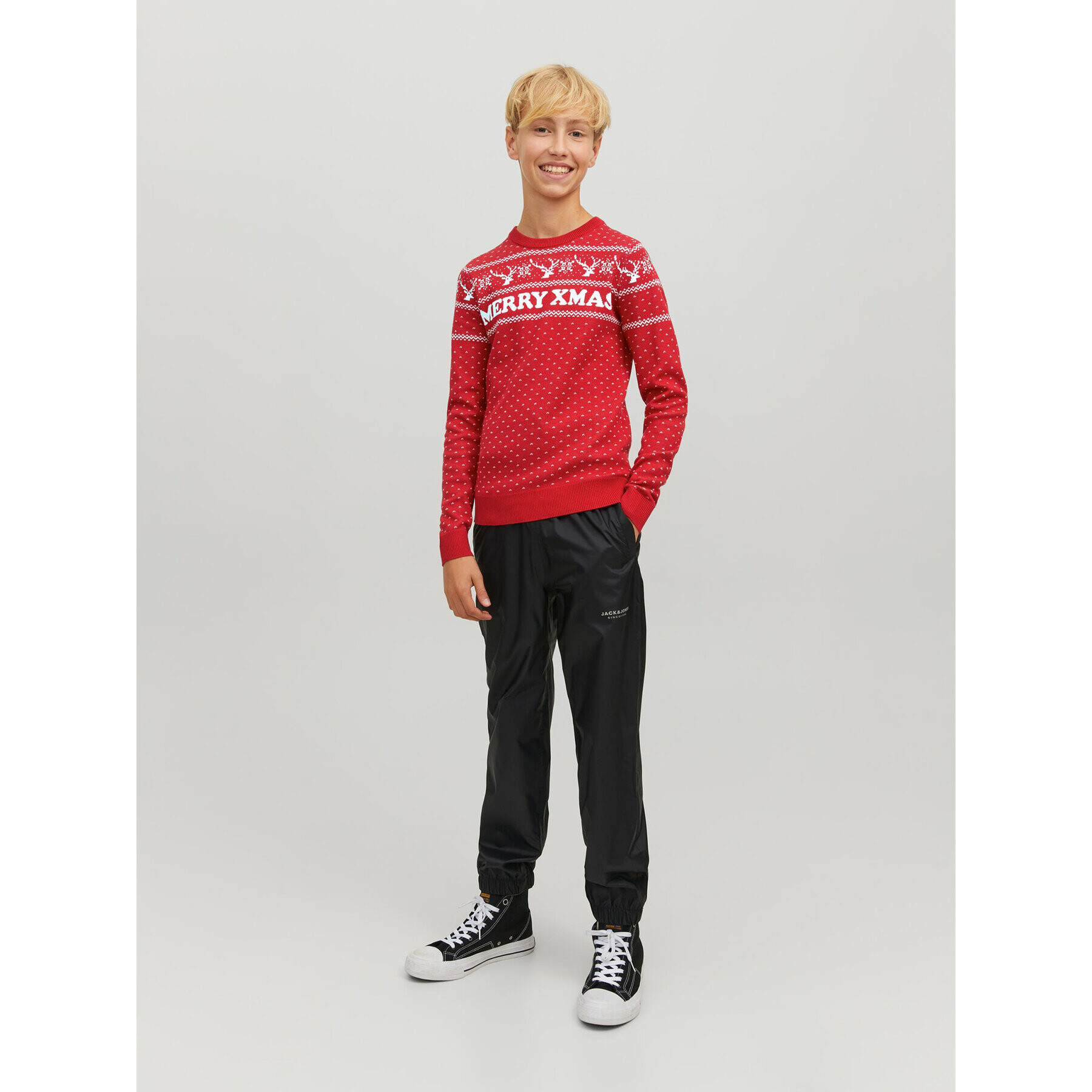 Jack&Jones Junior Пуловер Xmas 12221306 Червен Regular Fit - Pepit.bg
