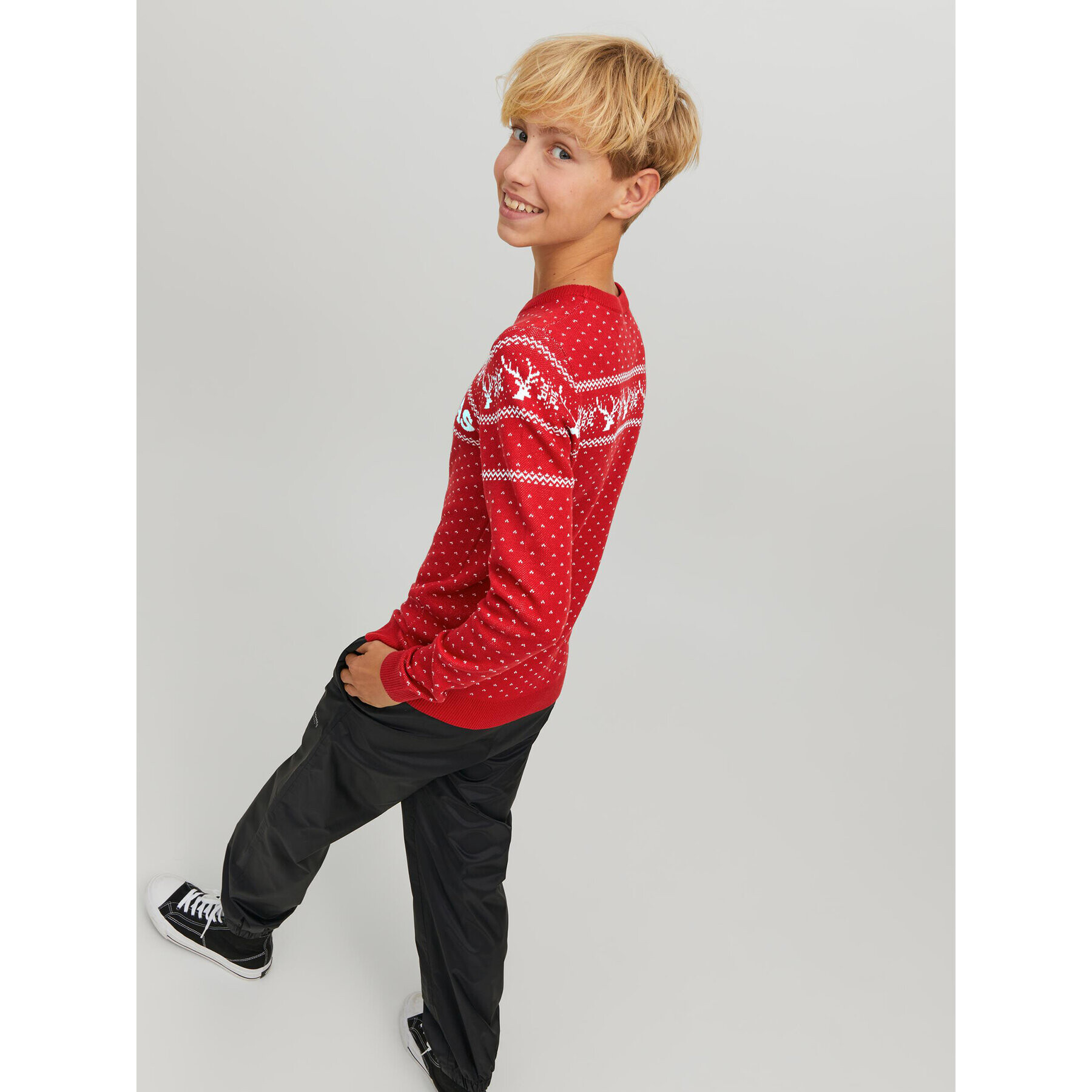 Jack&Jones Junior Пуловер Xmas 12221306 Червен Regular Fit - Pepit.bg