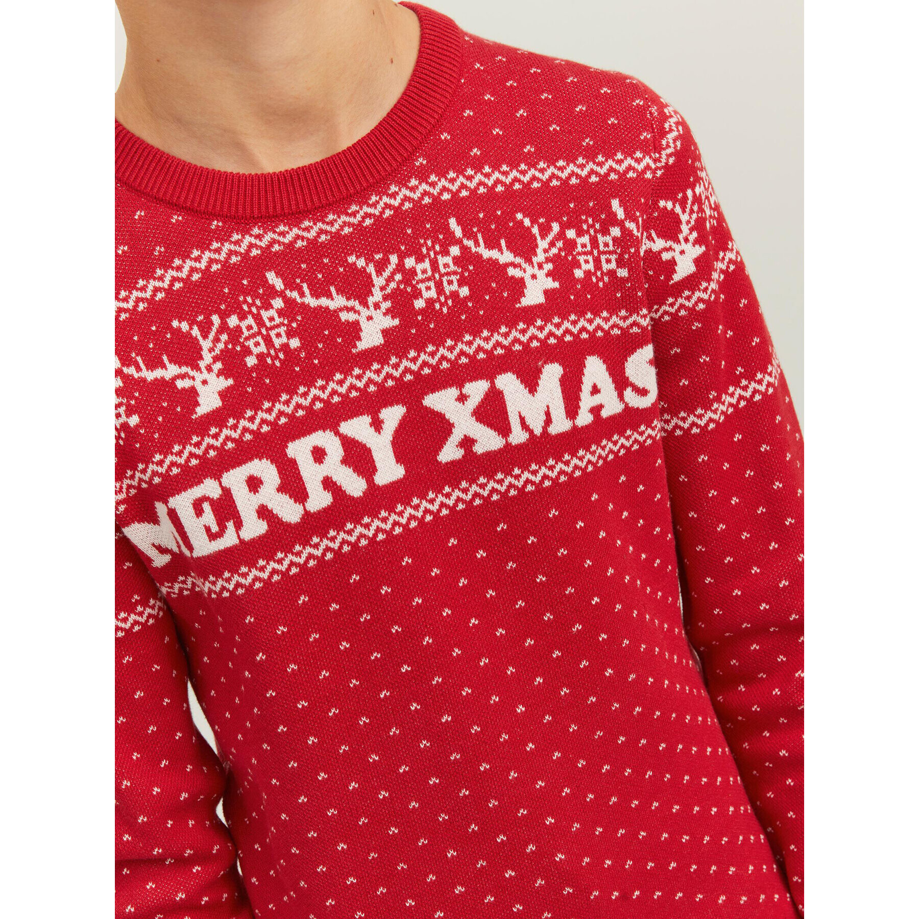 Jack&Jones Junior Пуловер Xmas 12221306 Червен Regular Fit - Pepit.bg