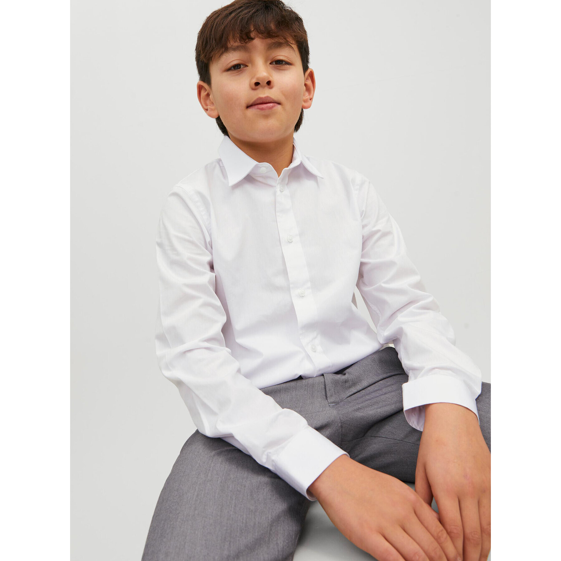 Jack&Jones Junior Риза 12223343 Бял Regular Fit - Pepit.bg