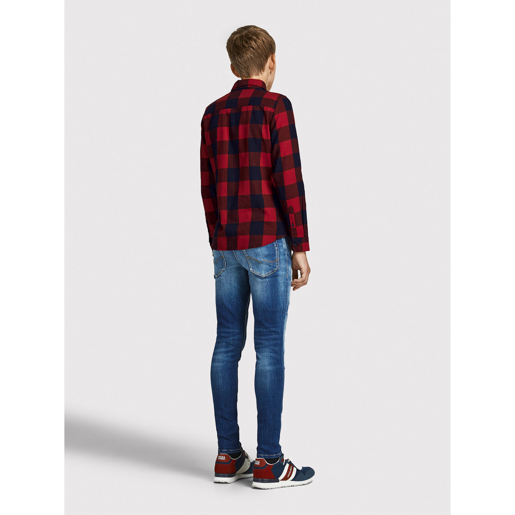 Jack&Jones Junior Риза Gingham 12183050 Червен Regular Fit - Pepit.bg