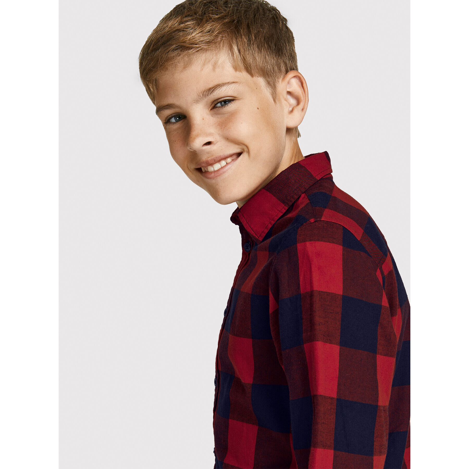 Jack&Jones Junior Риза Gingham 12183050 Червен Regular Fit - Pepit.bg