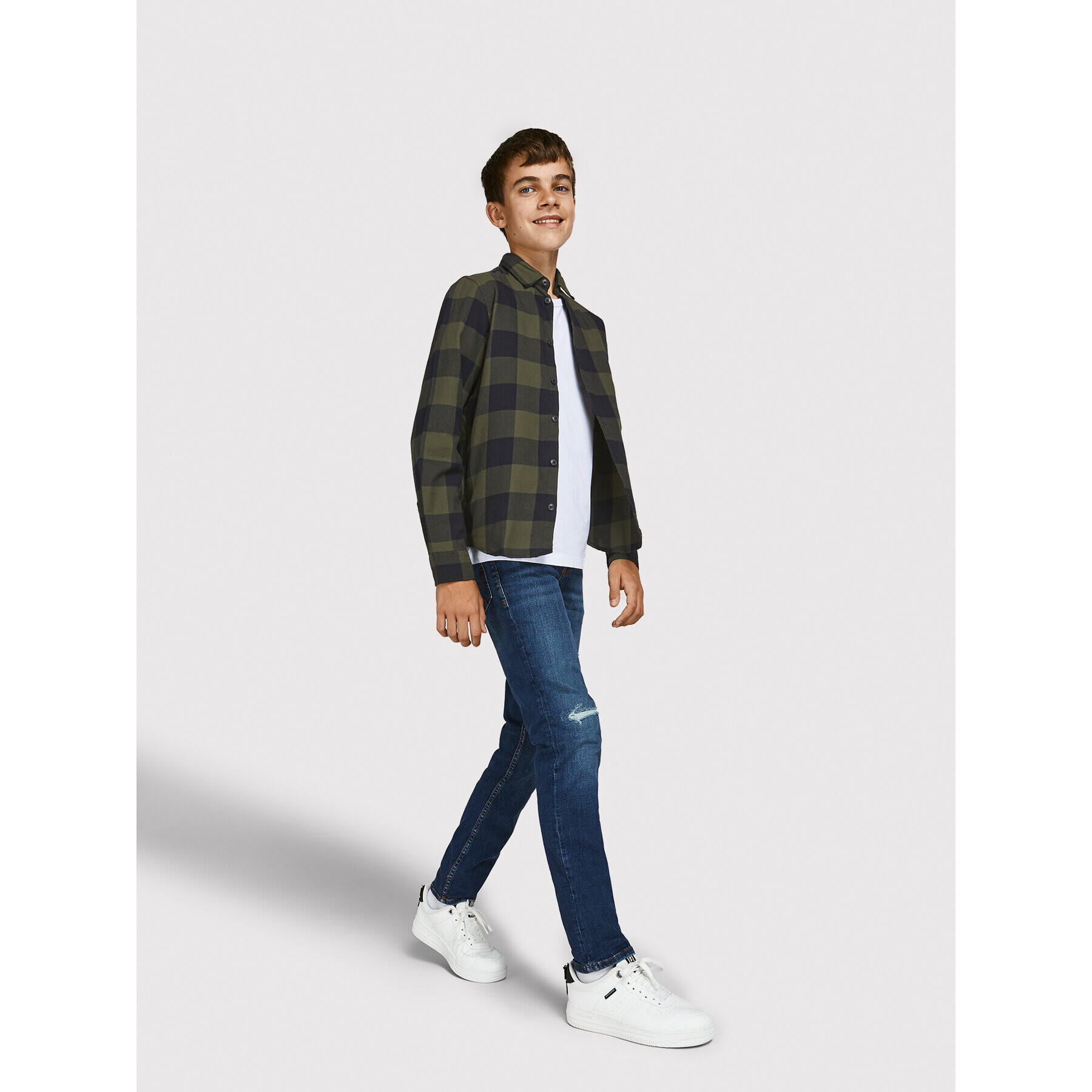 Jack&Jones Junior Риза Gingham 12183050 Зелен Regular Fit - Pepit.bg