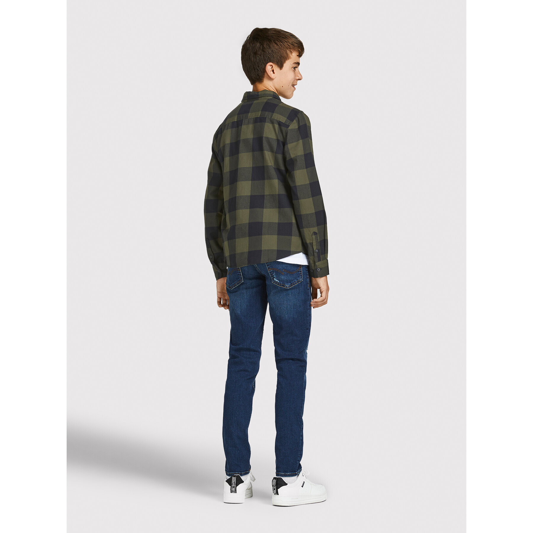 Jack&Jones Junior Риза Gingham 12183050 Зелен Regular Fit - Pepit.bg