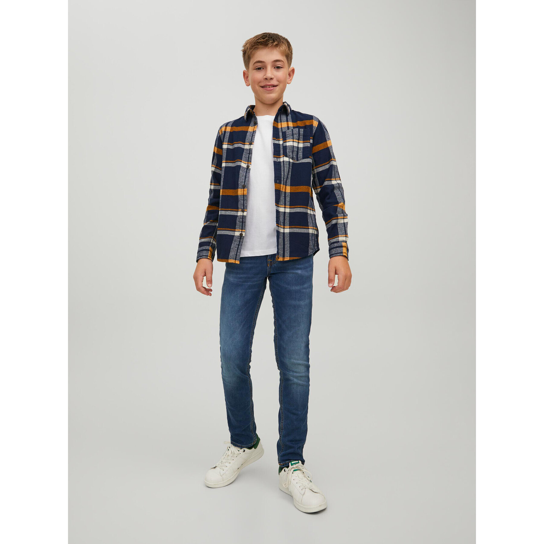 Jack&Jones Junior Риза Rowen 12219749 Тъмносин Regular Fit - Pepit.bg