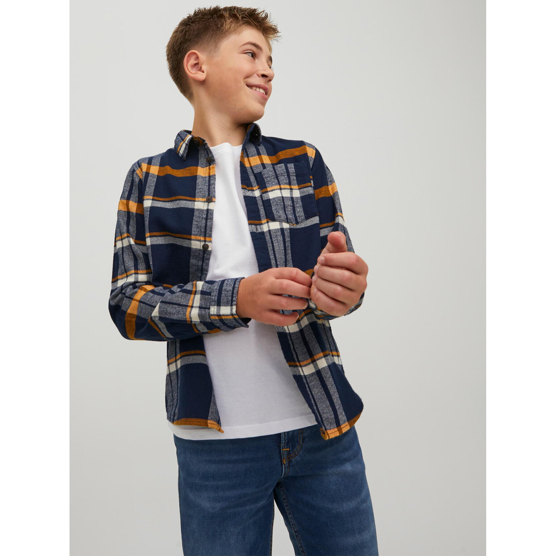 Jack&Jones Junior Риза Rowen 12219749 Тъмносин Regular Fit - Pepit.bg