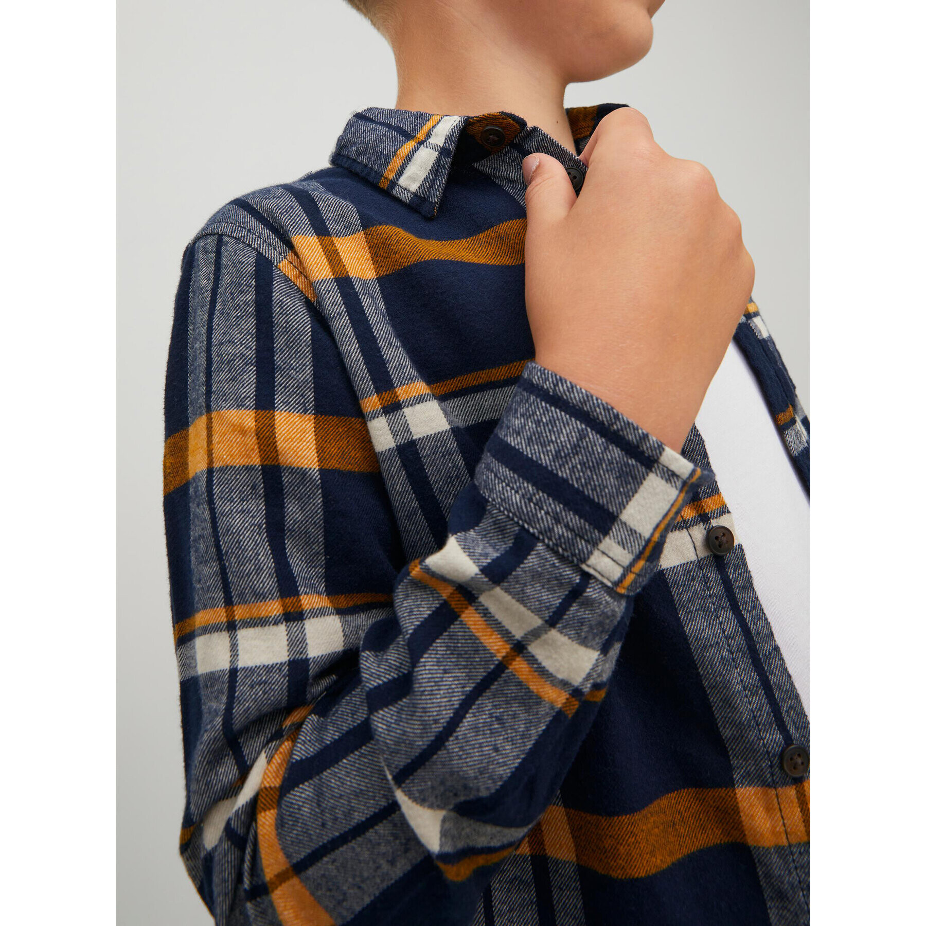 Jack&Jones Junior Риза Rowen 12219749 Тъмносин Regular Fit - Pepit.bg