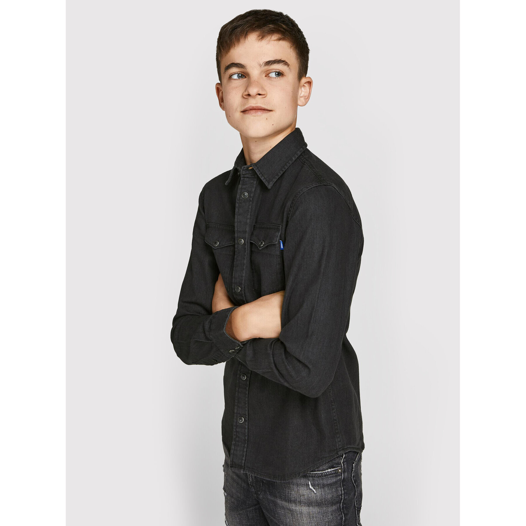 Jack&Jones Junior Риза Sheridan 12148417 Черен Regular Fit - Pepit.bg