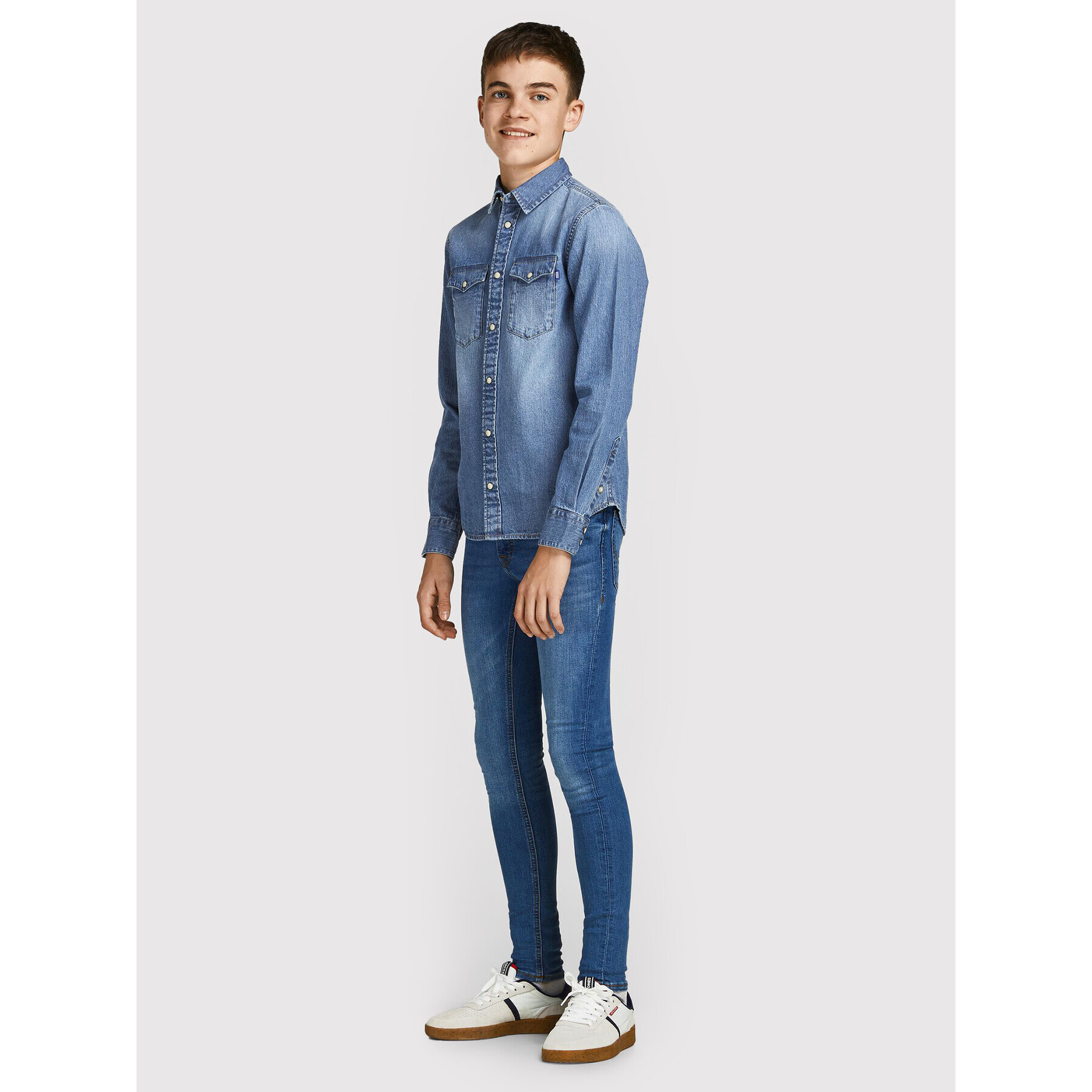 Jack&Jones Junior Риза Sheridan 12148417 Син Regular Fit - Pepit.bg