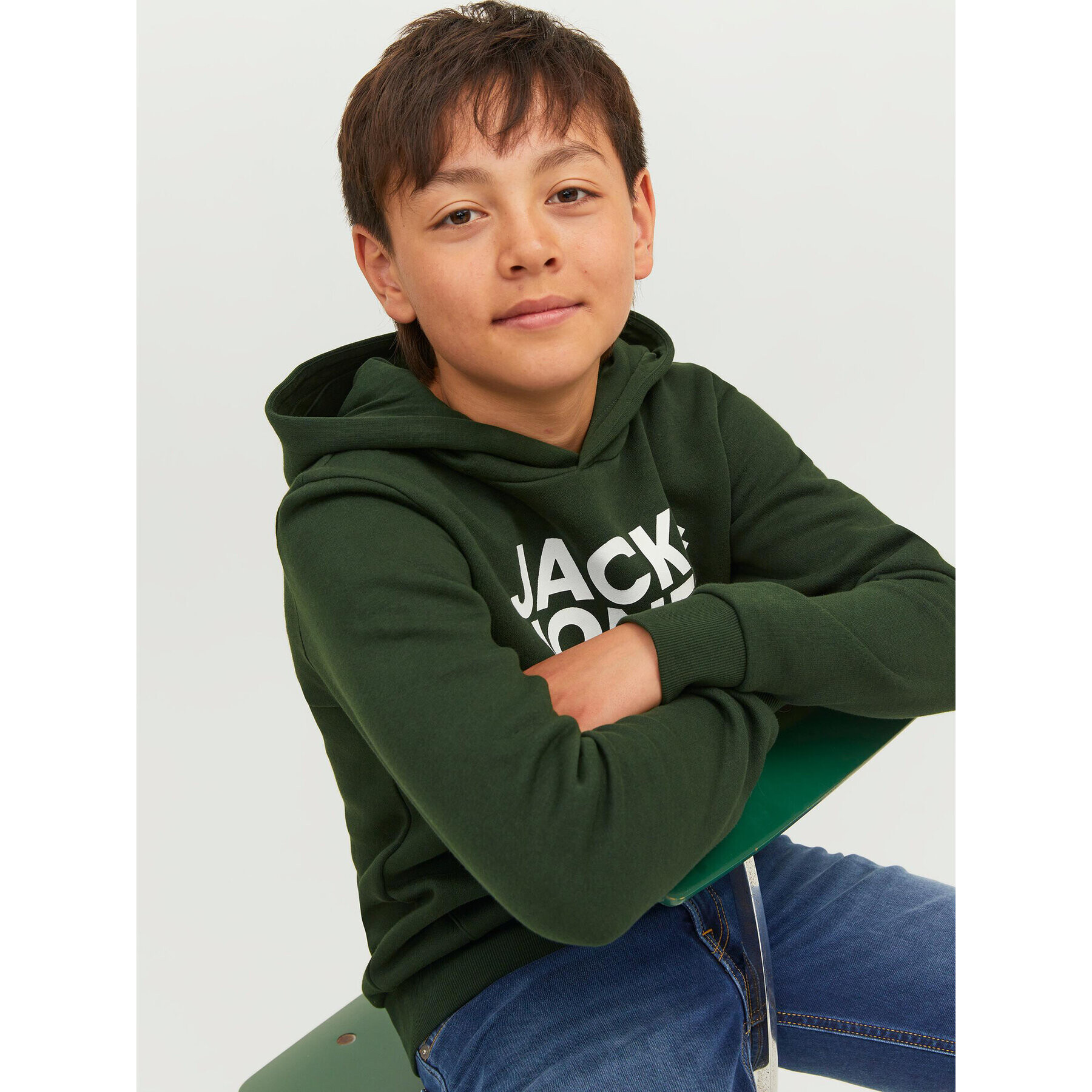 Jack&Jones Junior Суитшърт 12152841 Зелен Regular Fit - Pepit.bg