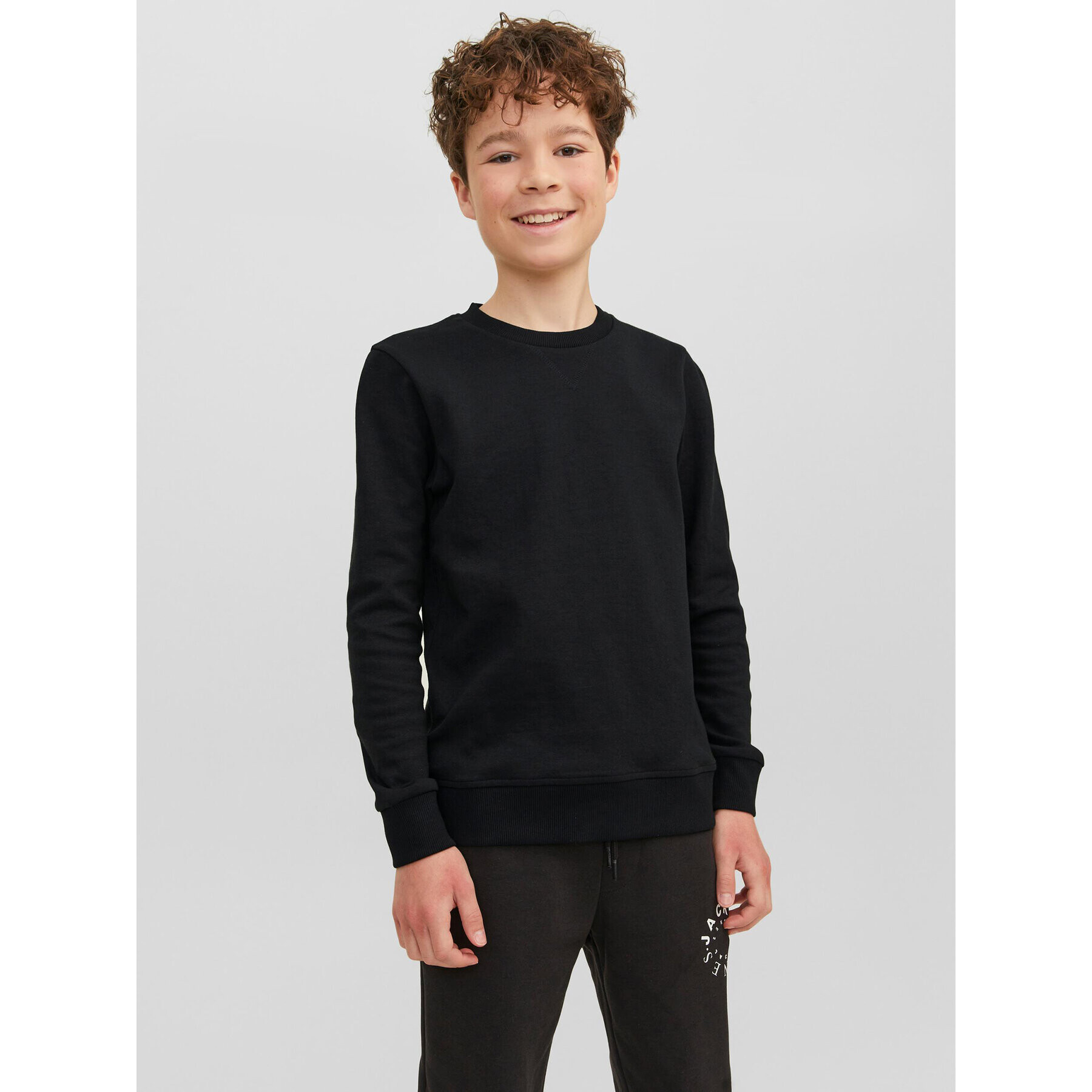 Jack&Jones Junior Суитшърт 12182520 Черен Regular Fit - Pepit.bg