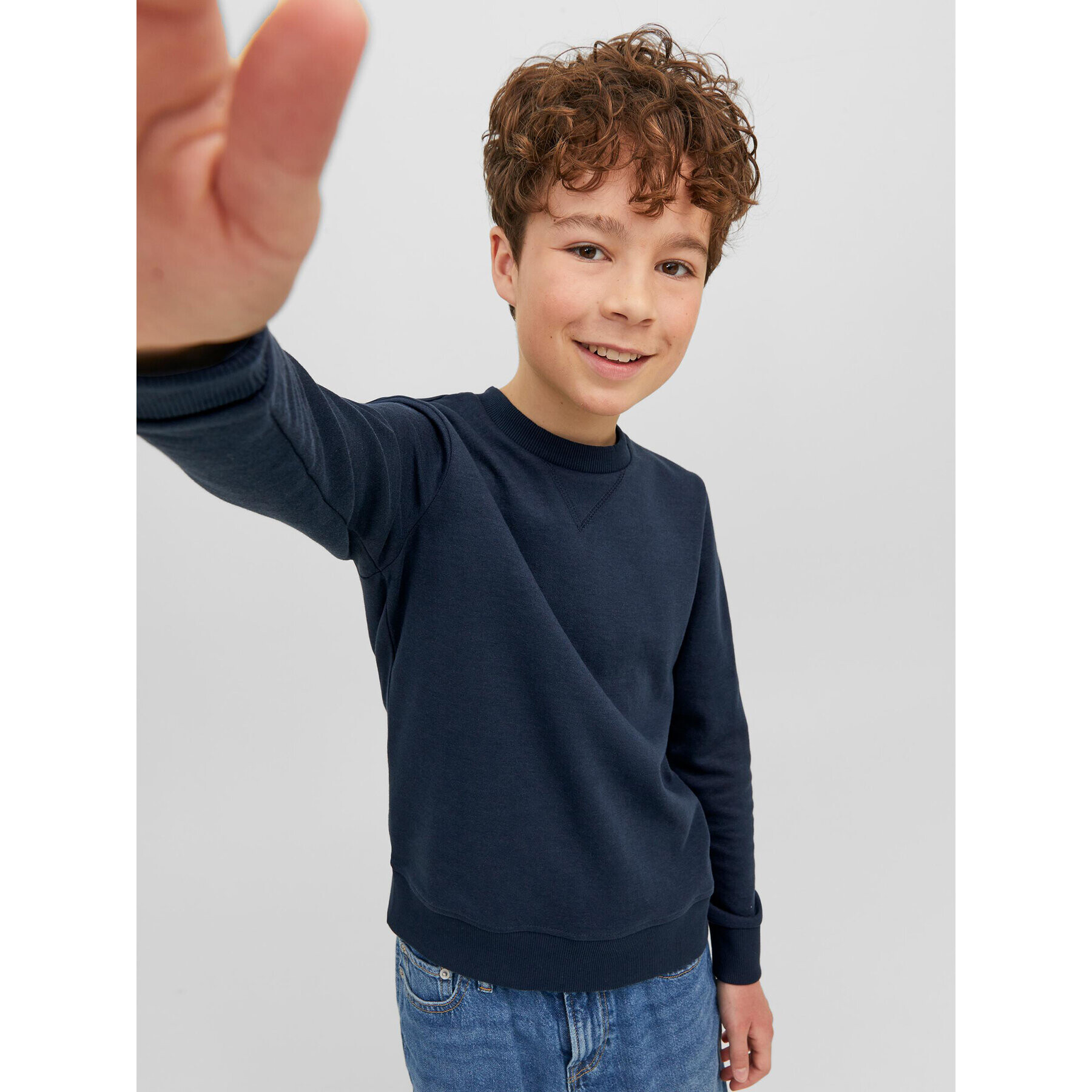 Jack&Jones Junior Суитшърт 12182520 Тъмносин Regular Fit - Pepit.bg