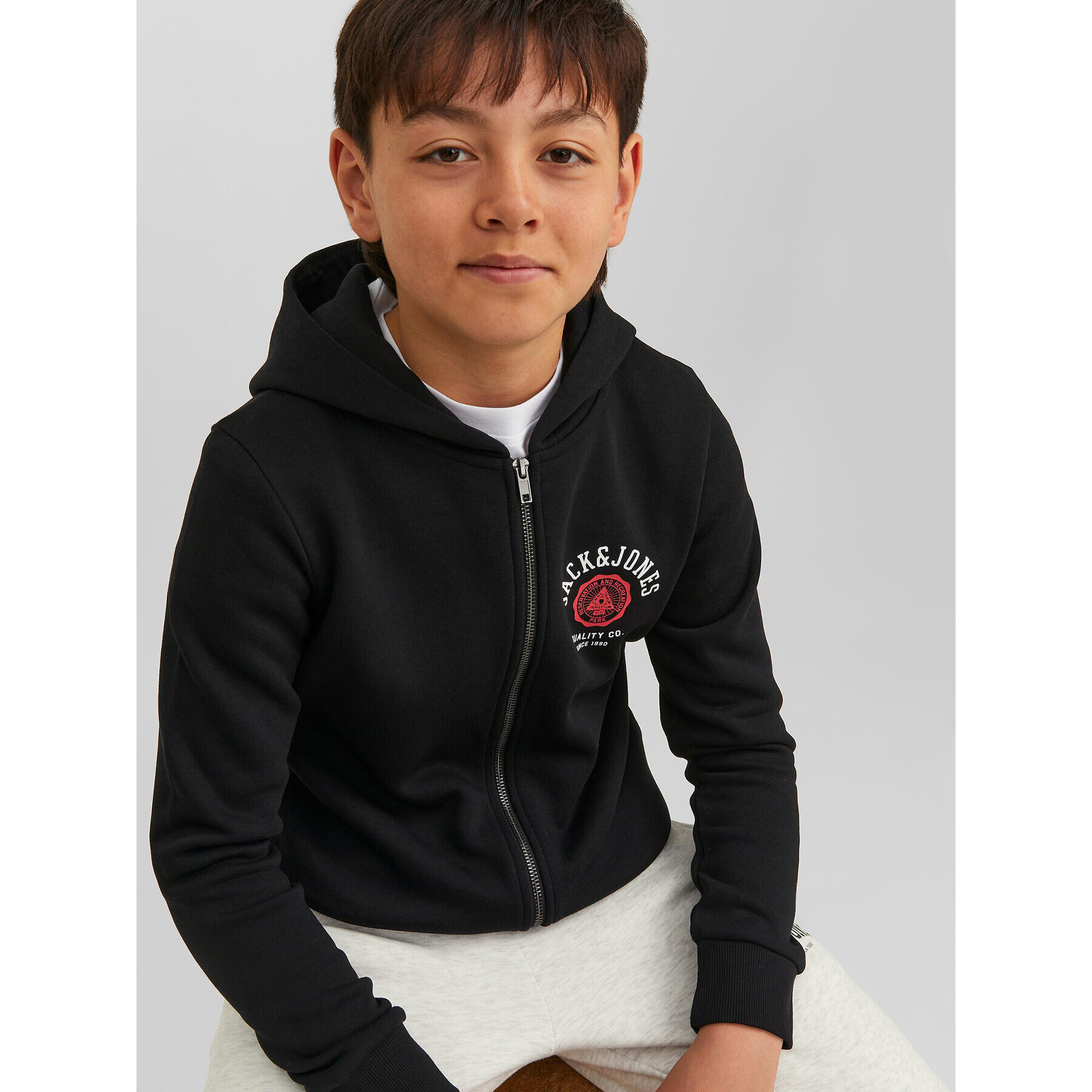 Jack&Jones Junior Суитшърт 12218049 Черен Regular Fit - Pepit.bg