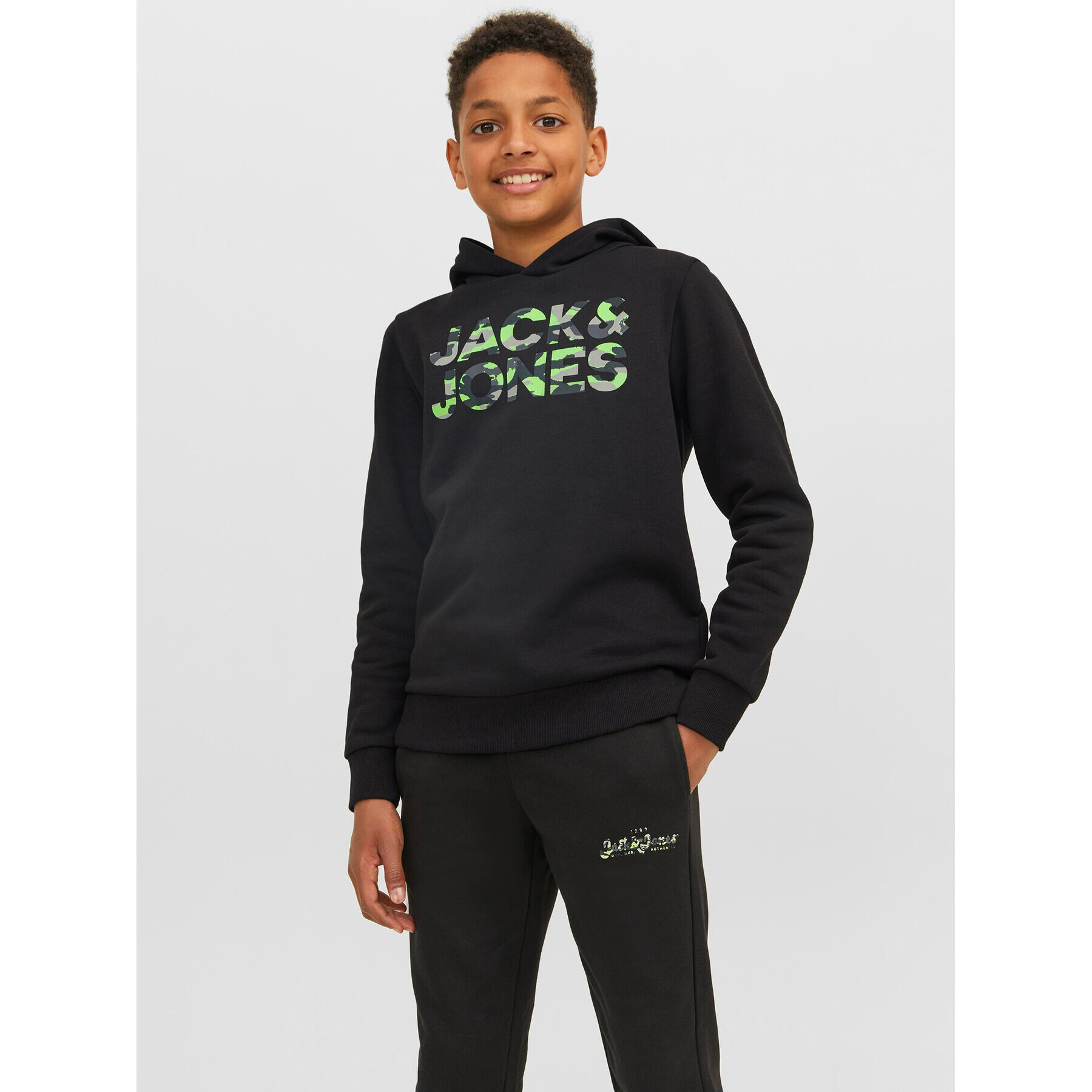 Jack&Jones Junior Суитшърт 12237172 Черен Regular Fit - Pepit.bg