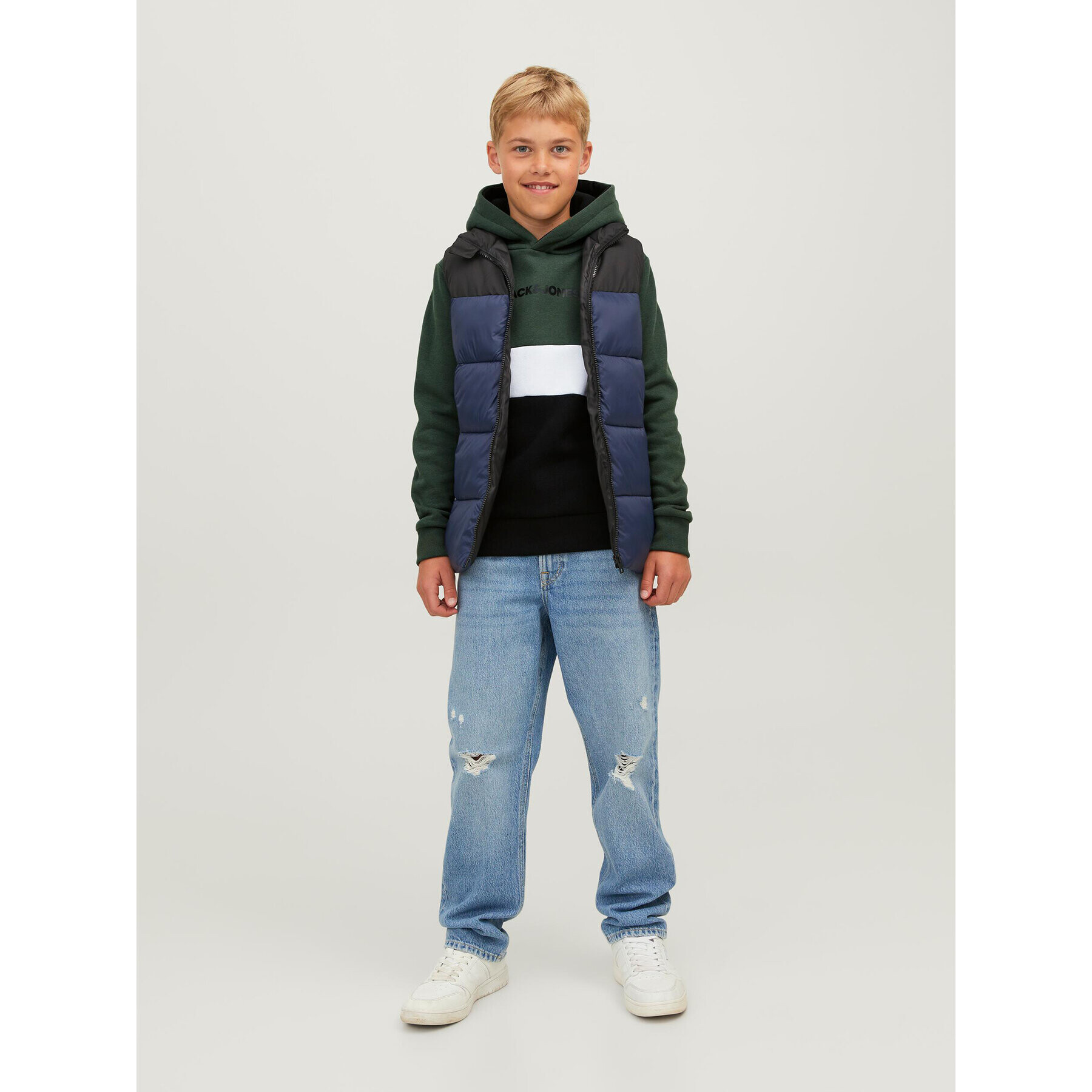 Jack&Jones Junior Суитшърт 12237402 Зелен Regular Fit - Pepit.bg