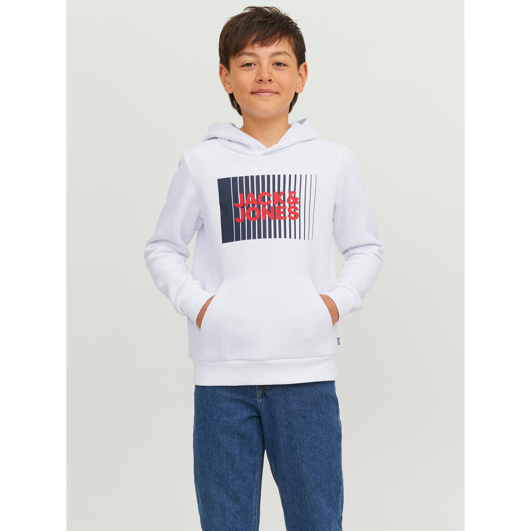 Jack&Jones Junior Суитшърт 12237459 Бял Regular Fit - Pepit.bg