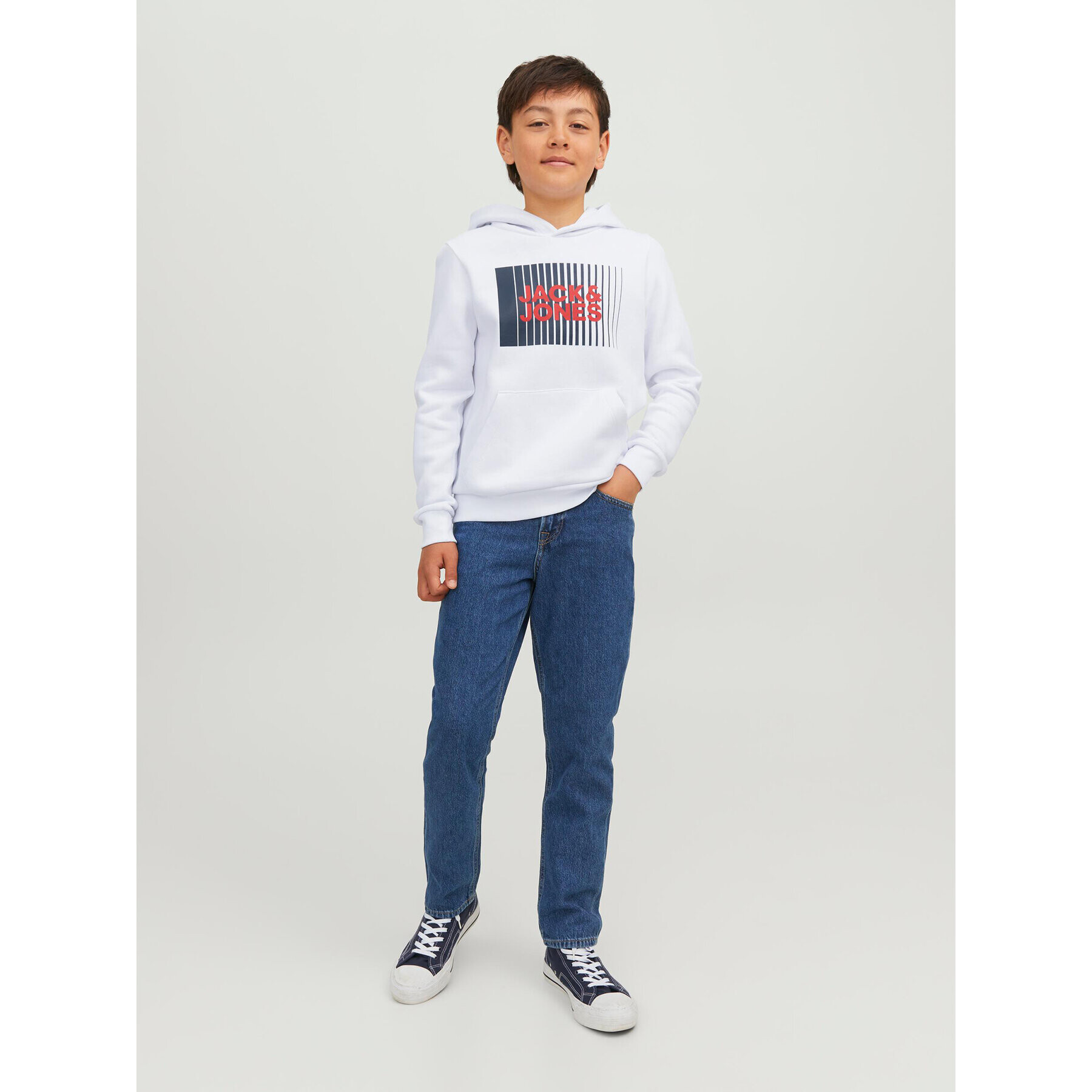 Jack&Jones Junior Суитшърт 12237459 Бял Regular Fit - Pepit.bg
