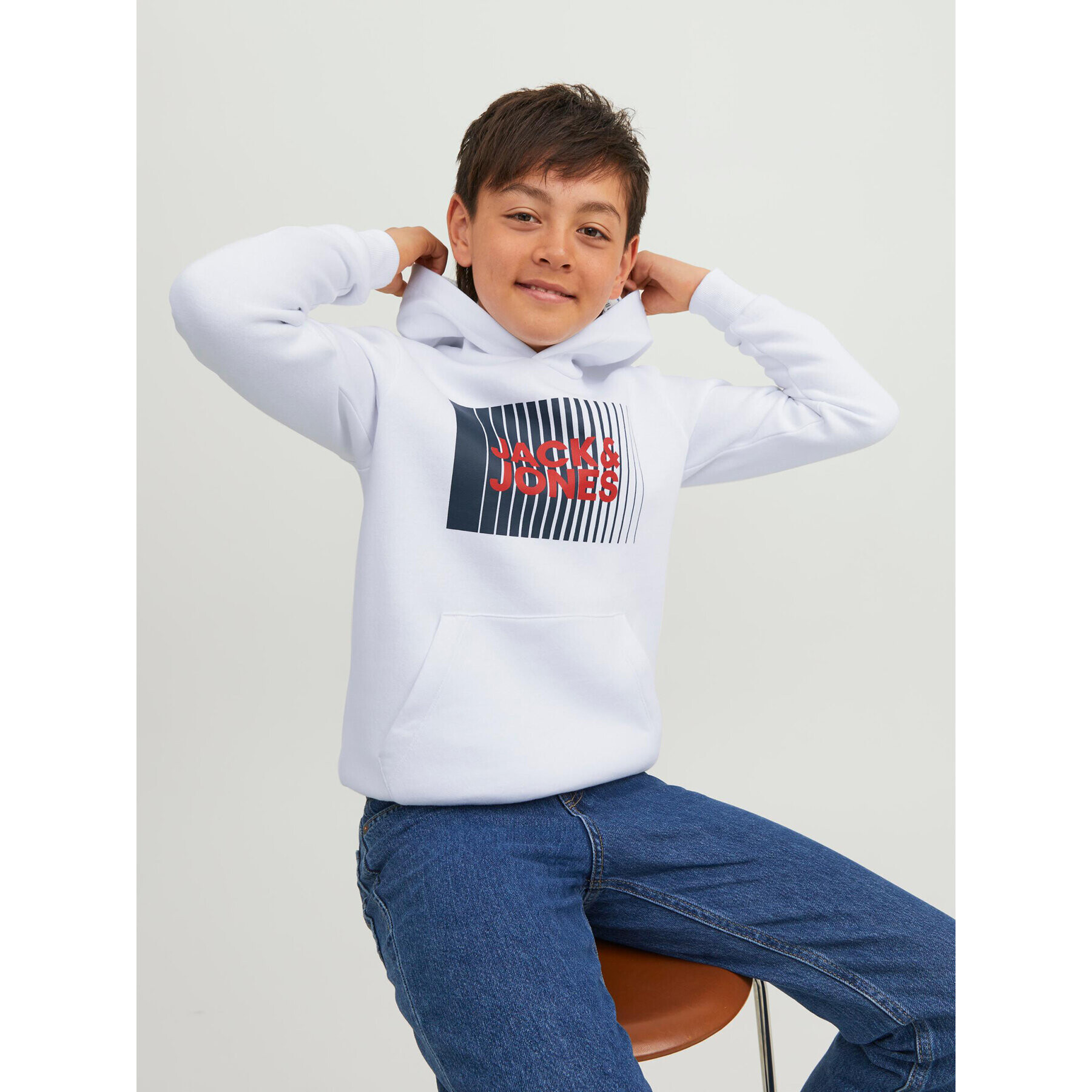 Jack&Jones Junior Суитшърт 12237459 Бял Regular Fit - Pepit.bg