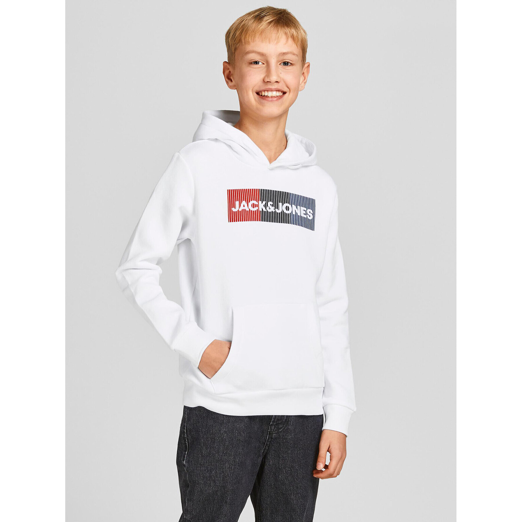 Jack&Jones Junior Суитшърт Corp Logo 12152841 Бял Regular Fit - Pepit.bg