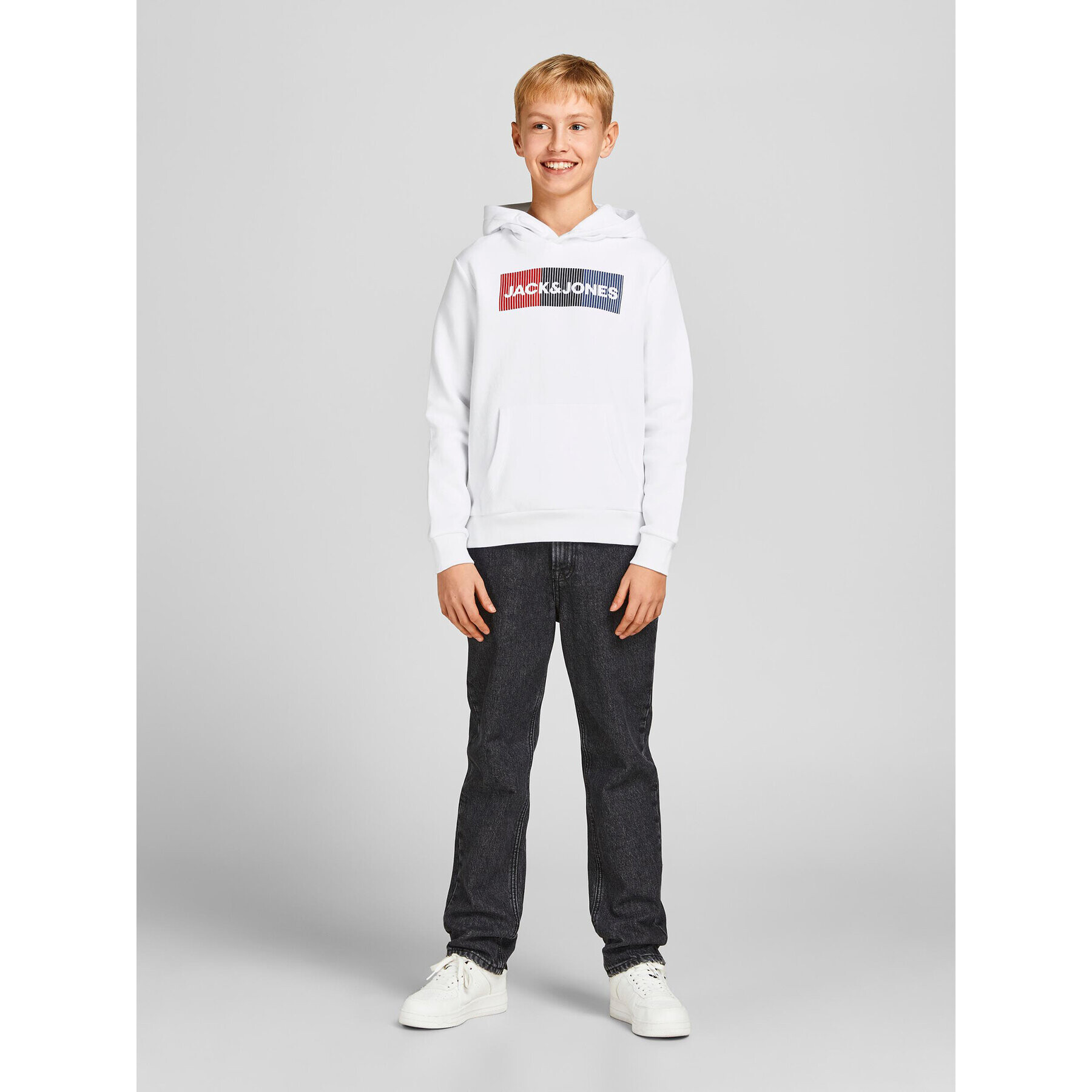 Jack&Jones Junior Суитшърт Corp Logo 12152841 Бял Regular Fit - Pepit.bg