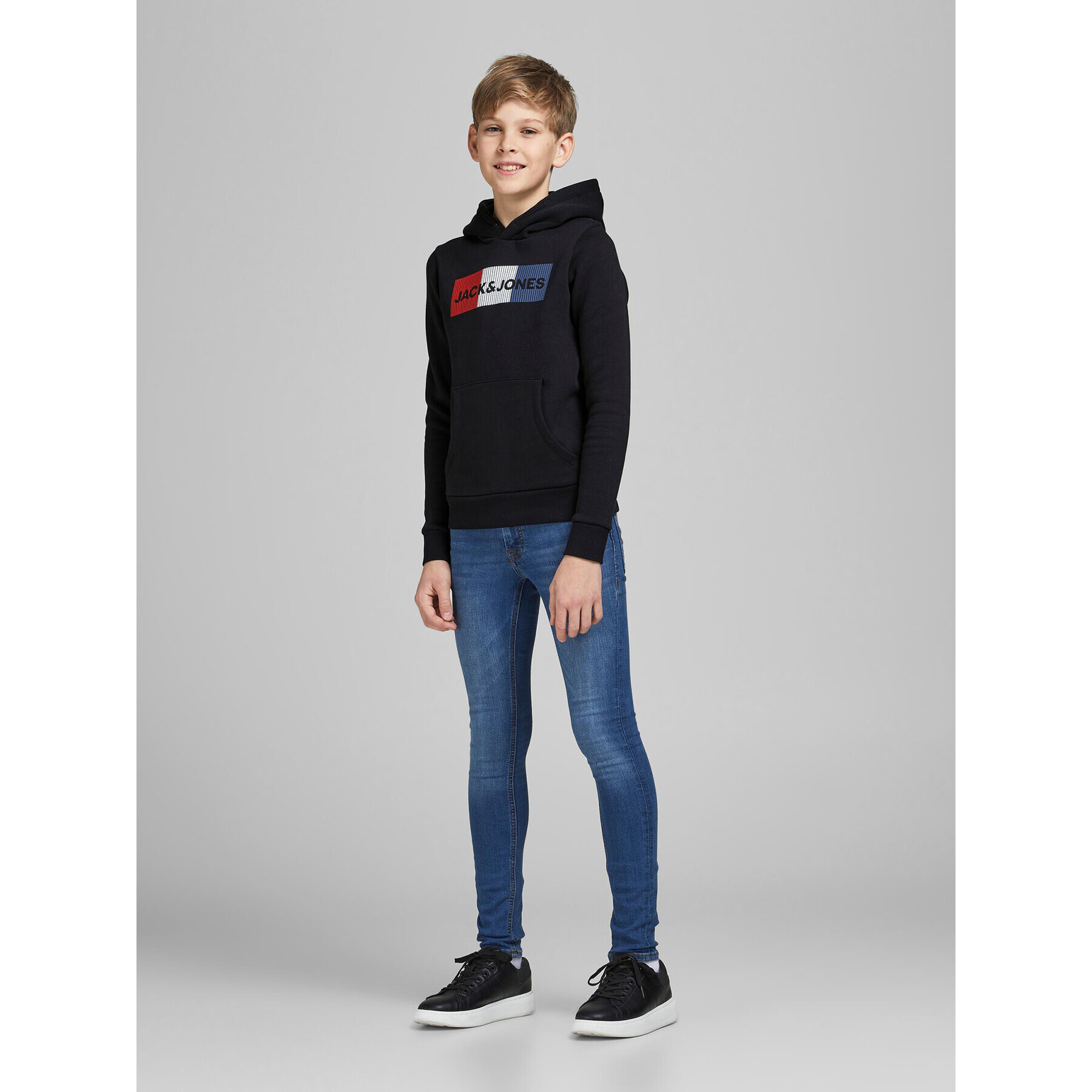 Jack&Jones Junior Суитшърт Corp Logo 12152841 Черен Regular Fit - Pepit.bg