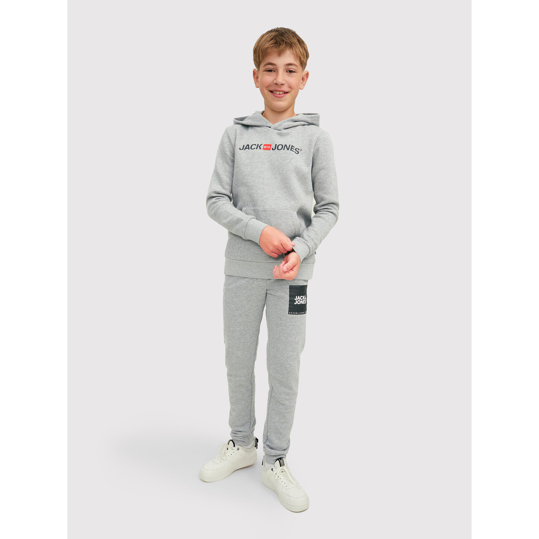 Jack&Jones Junior Суитшърт Corp Old Logo 12212186 Сив Regular Fit - Pepit.bg