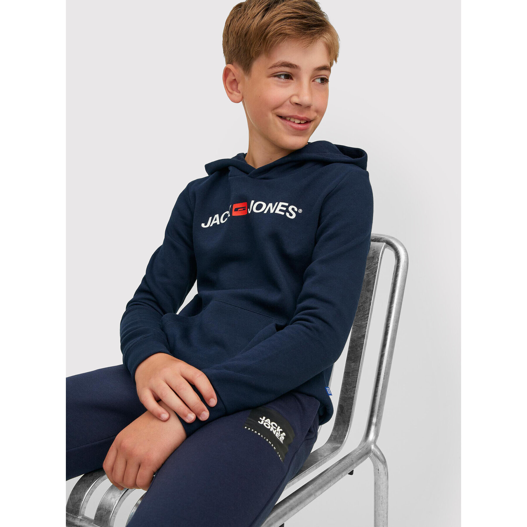 Jack&Jones Junior Суитшърт Corp Old Logo 12212186 Тъмносин Regular Fit - Pepit.bg