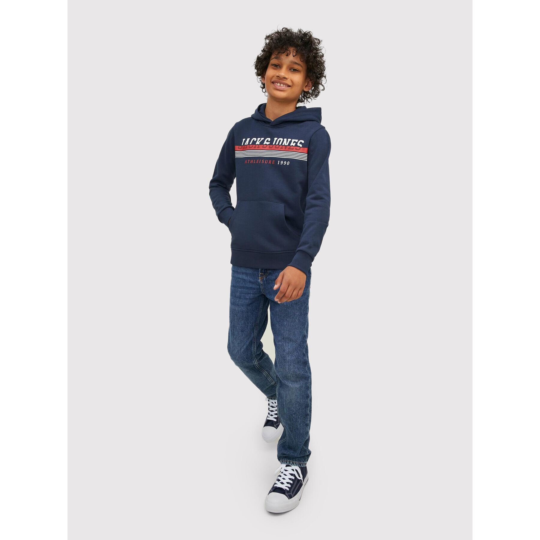 Jack&Jones Junior Суитшърт Jiron 12213277 Тъмносин Regular Fit - Pepit.bg