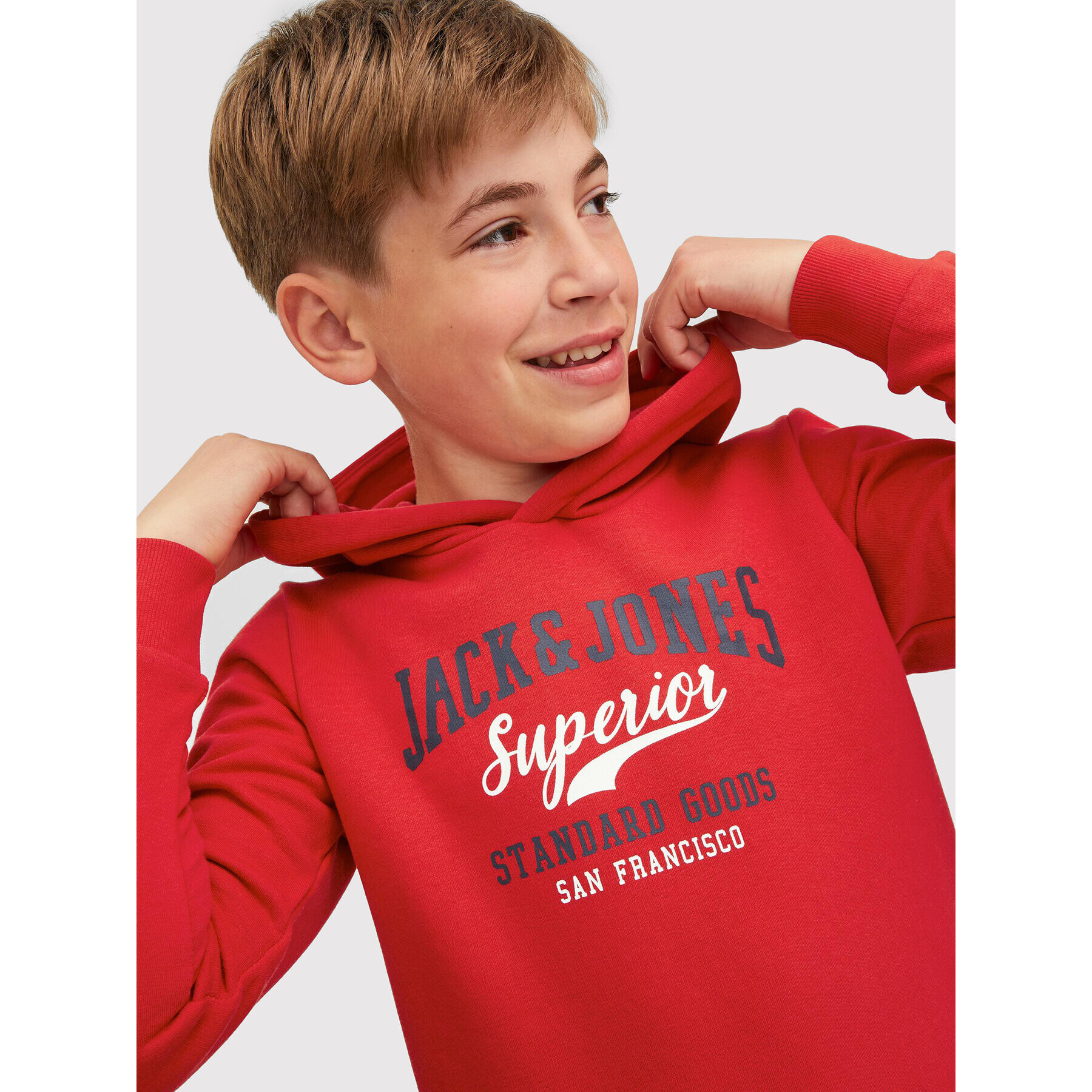 Jack&Jones Junior Суитшърт Logo 12212287 Червен Regular Fit - Pepit.bg