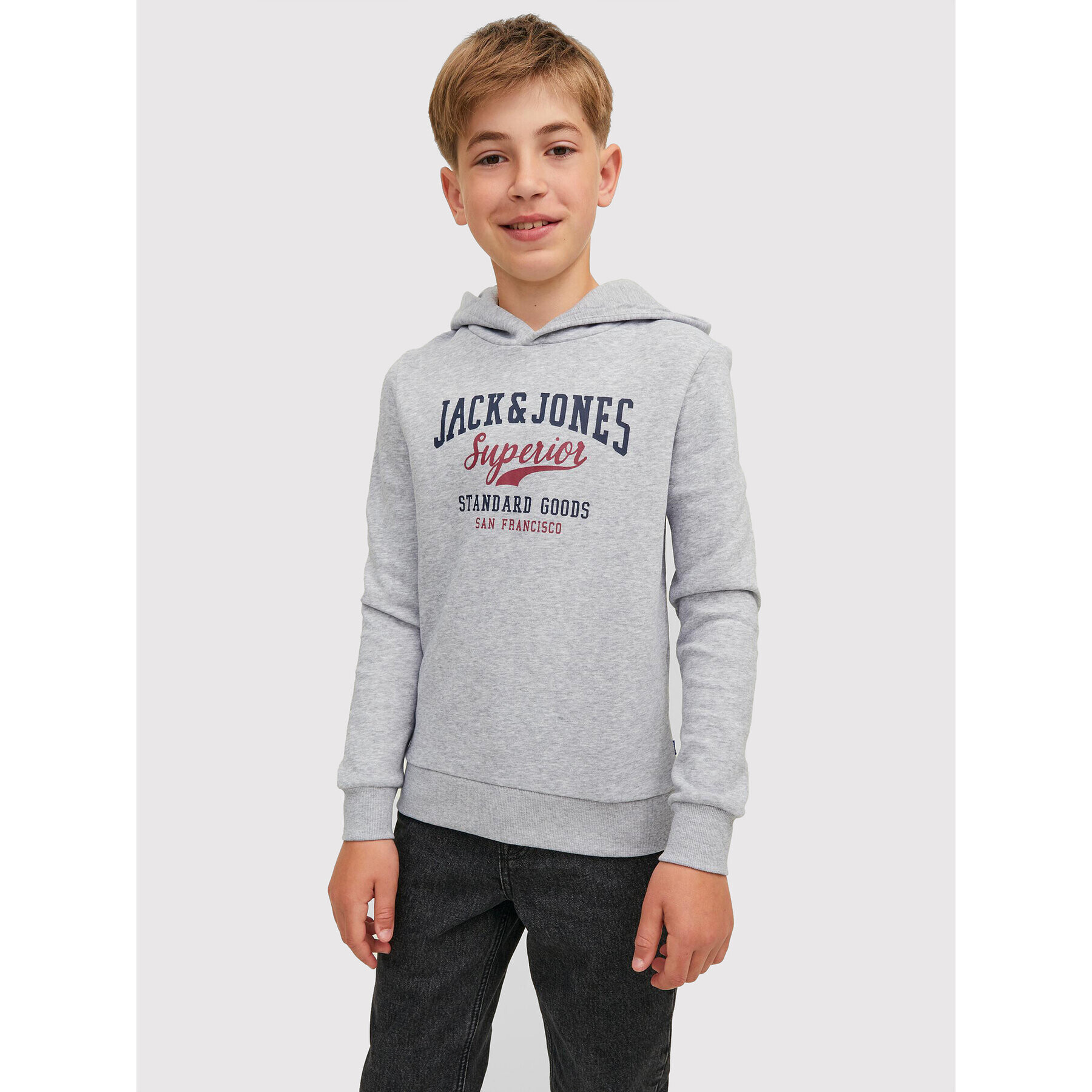 Jack&Jones Junior Суитшърт Logo 12212287 Сив Regular Fit - Pepit.bg