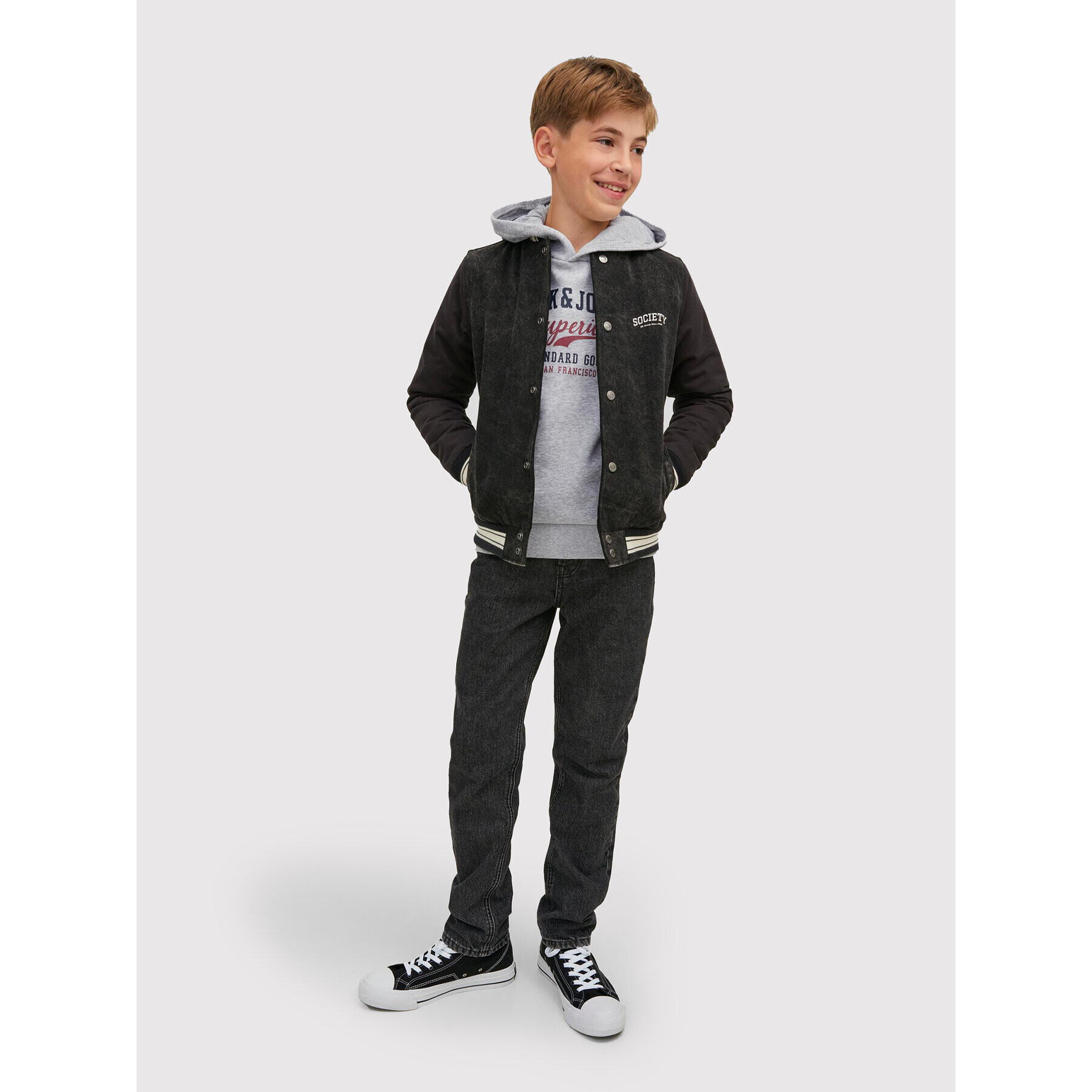 Jack&Jones Junior Суитшърт Logo 12212287 Сив Regular Fit - Pepit.bg