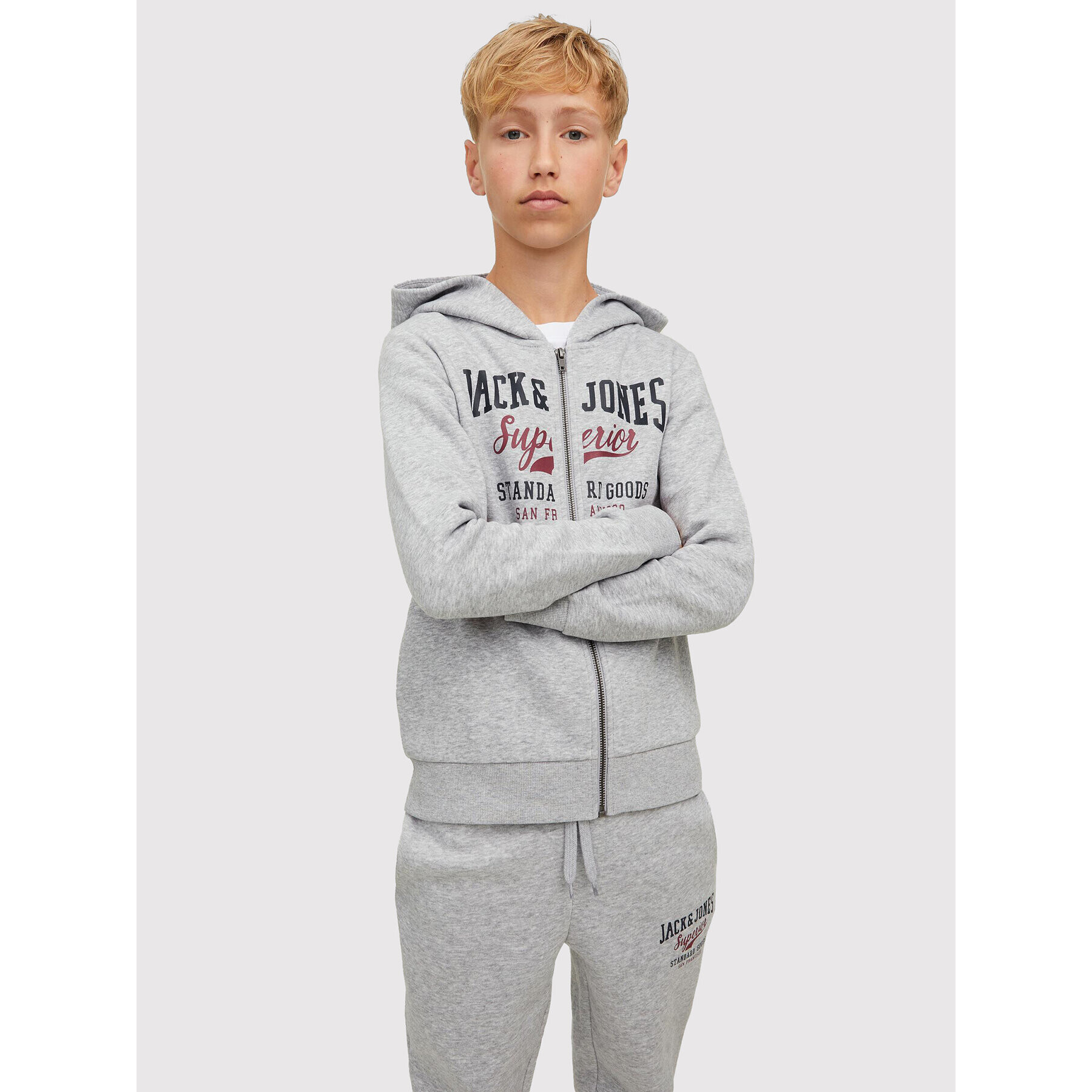 Jack&Jones Junior Суитшърт Logo 12218049 Сив Regular Fit - Pepit.bg