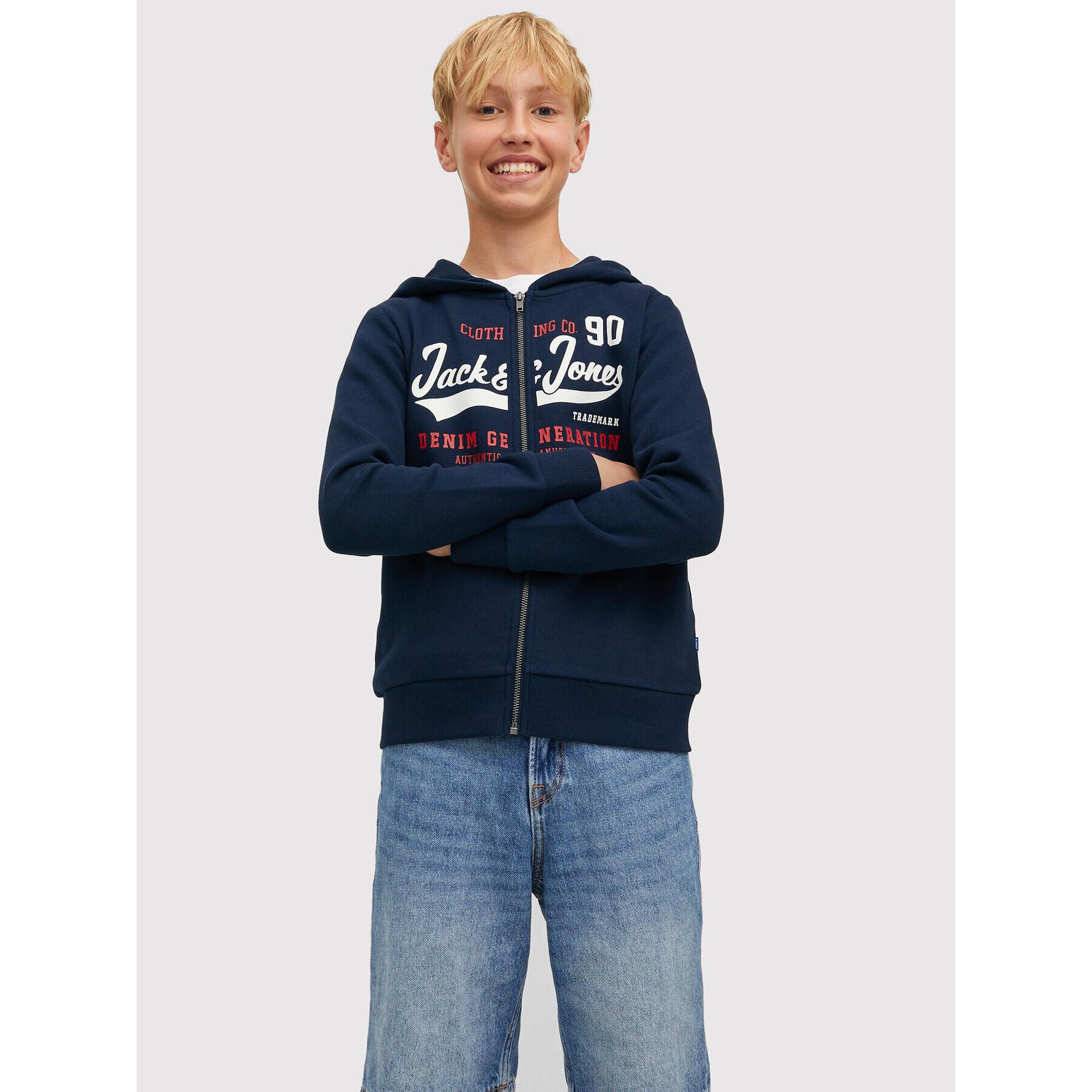 Jack&Jones Junior Суитшърт Logo 12218049 Тъмносин Regular Fit - Pepit.bg