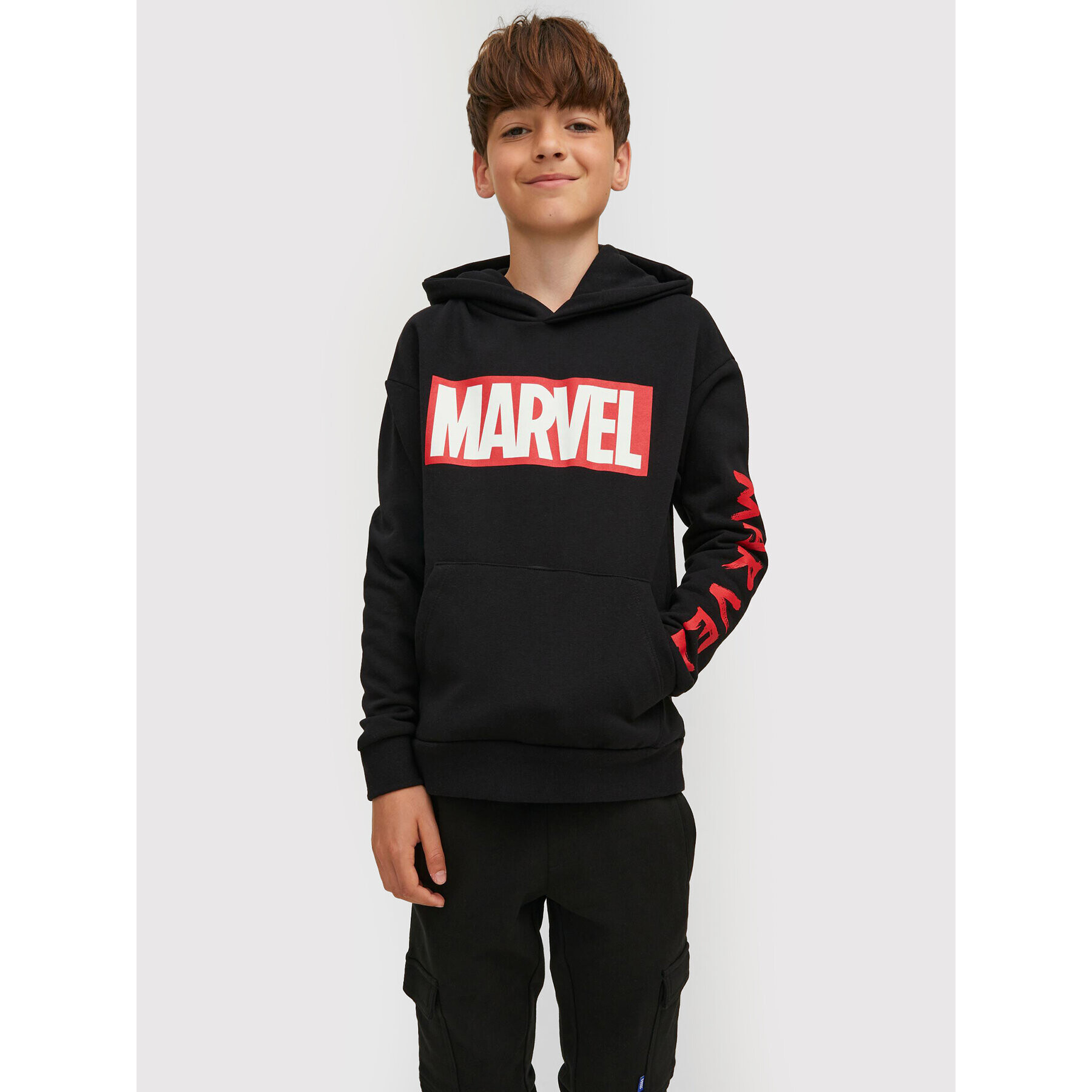 Jack&Jones Junior Суитшърт MARVEL 12217804 Черен Loose Fit - Pepit.bg