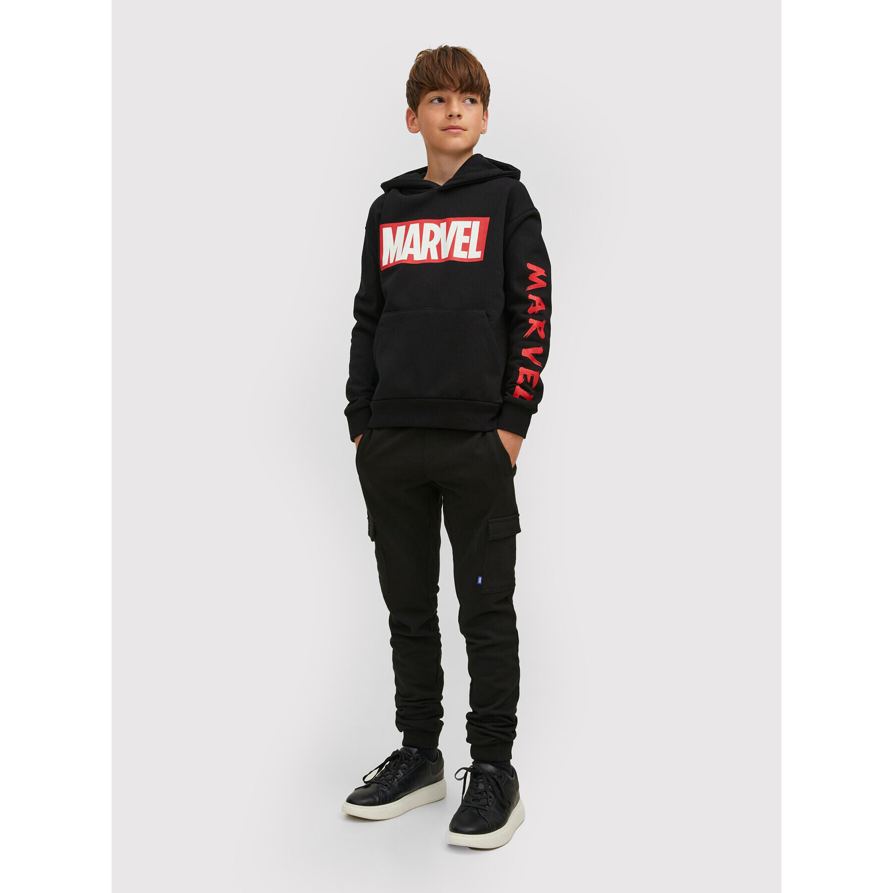 Jack&Jones Junior Суитшърт MARVEL 12217804 Черен Loose Fit - Pepit.bg