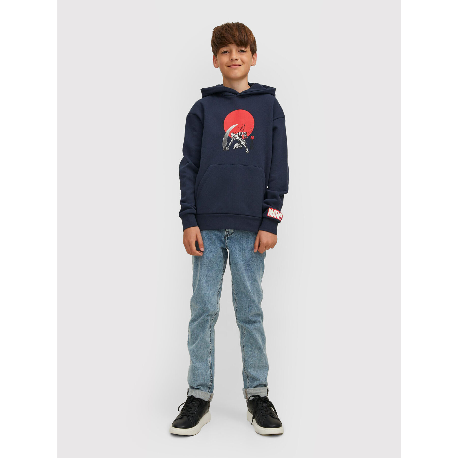 Jack&Jones Junior Суитшърт MARVEL 12217804 Тъмносин Loose Fit - Pepit.bg