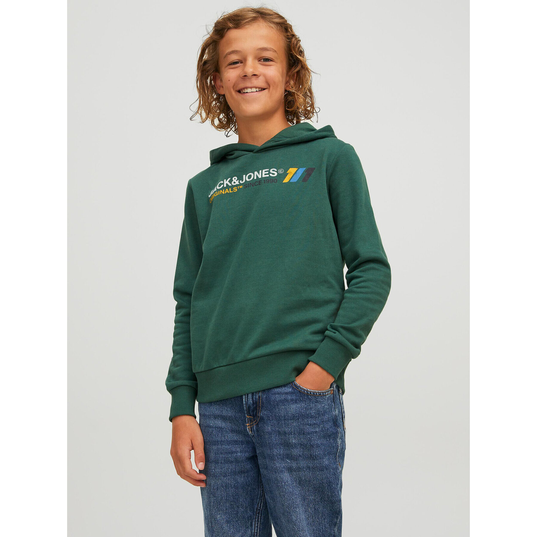 Jack&Jones Junior Суитшърт Nate 12216911 Зелен Regular Fit - Pepit.bg