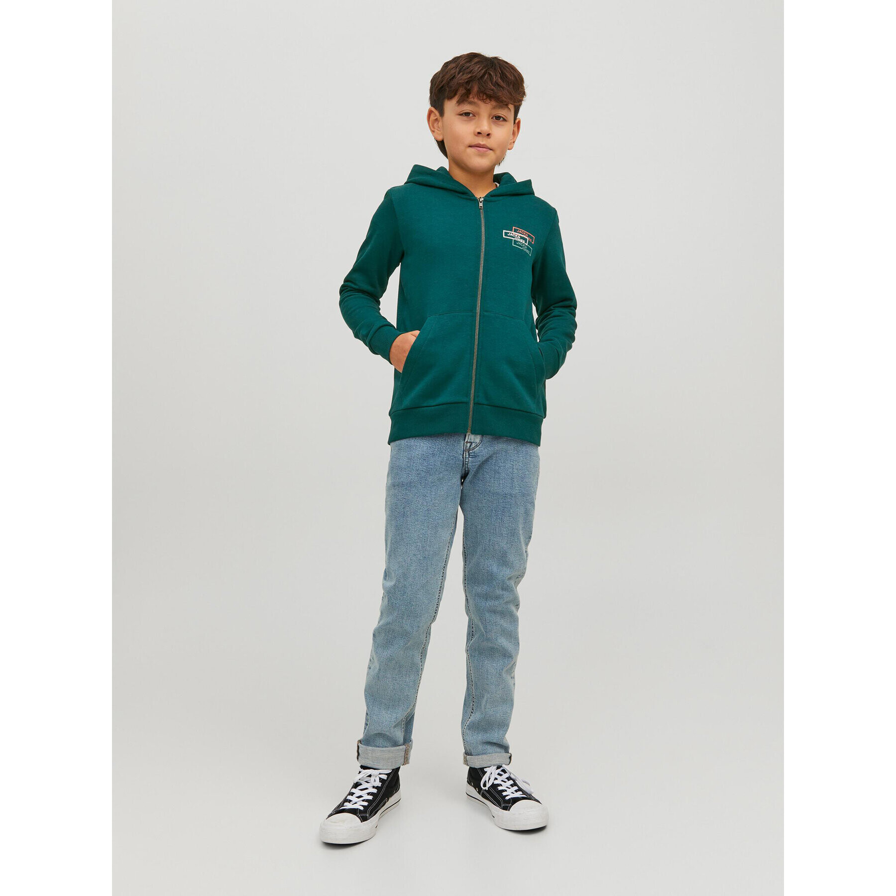 Jack&Jones Junior Суитшърт Space Logo 12221210 Зелен Regular Fit - Pepit.bg