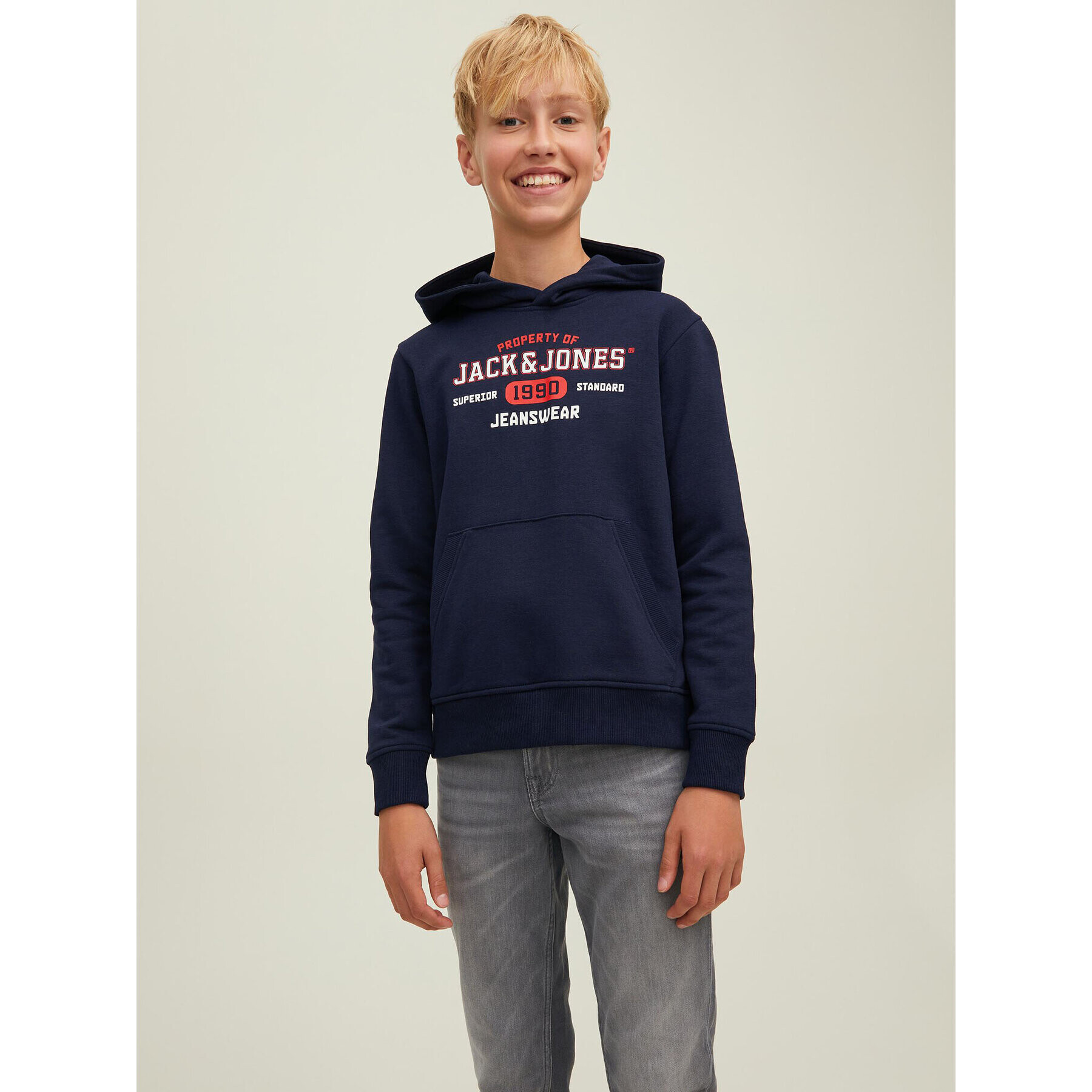 Jack&Jones Junior Суитшърт Stamp 12213297 Тъмносин Regular Fit - Pepit.bg